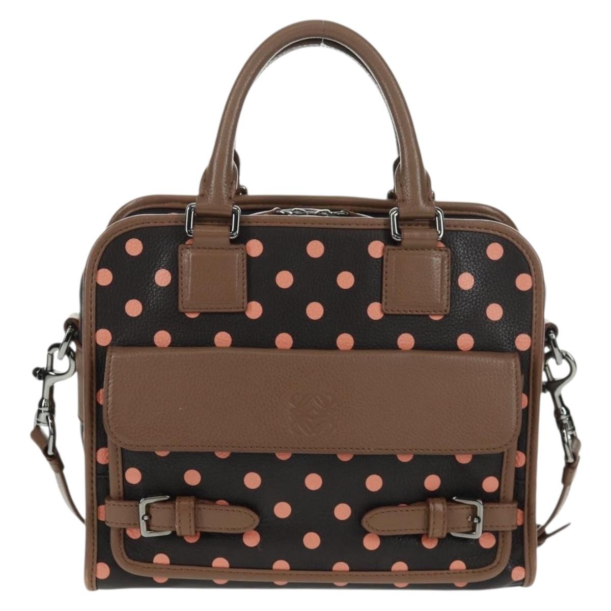 Loewe Cruz Printed Leather Brown Leather Handbag (Pre-Owned)