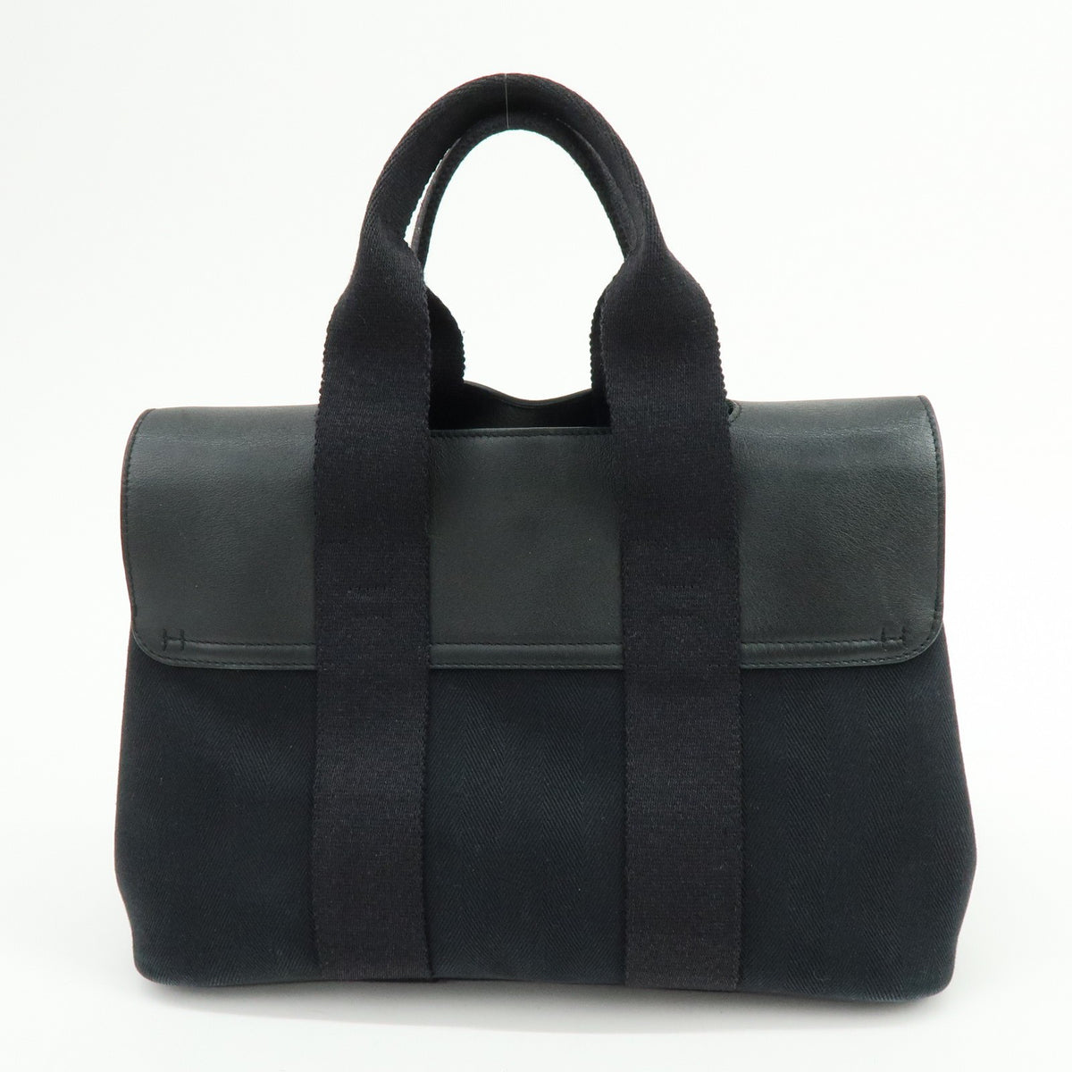 Hermes Valparaiso Toile And Leather Black Canvas Handbag (Pre-Owned)