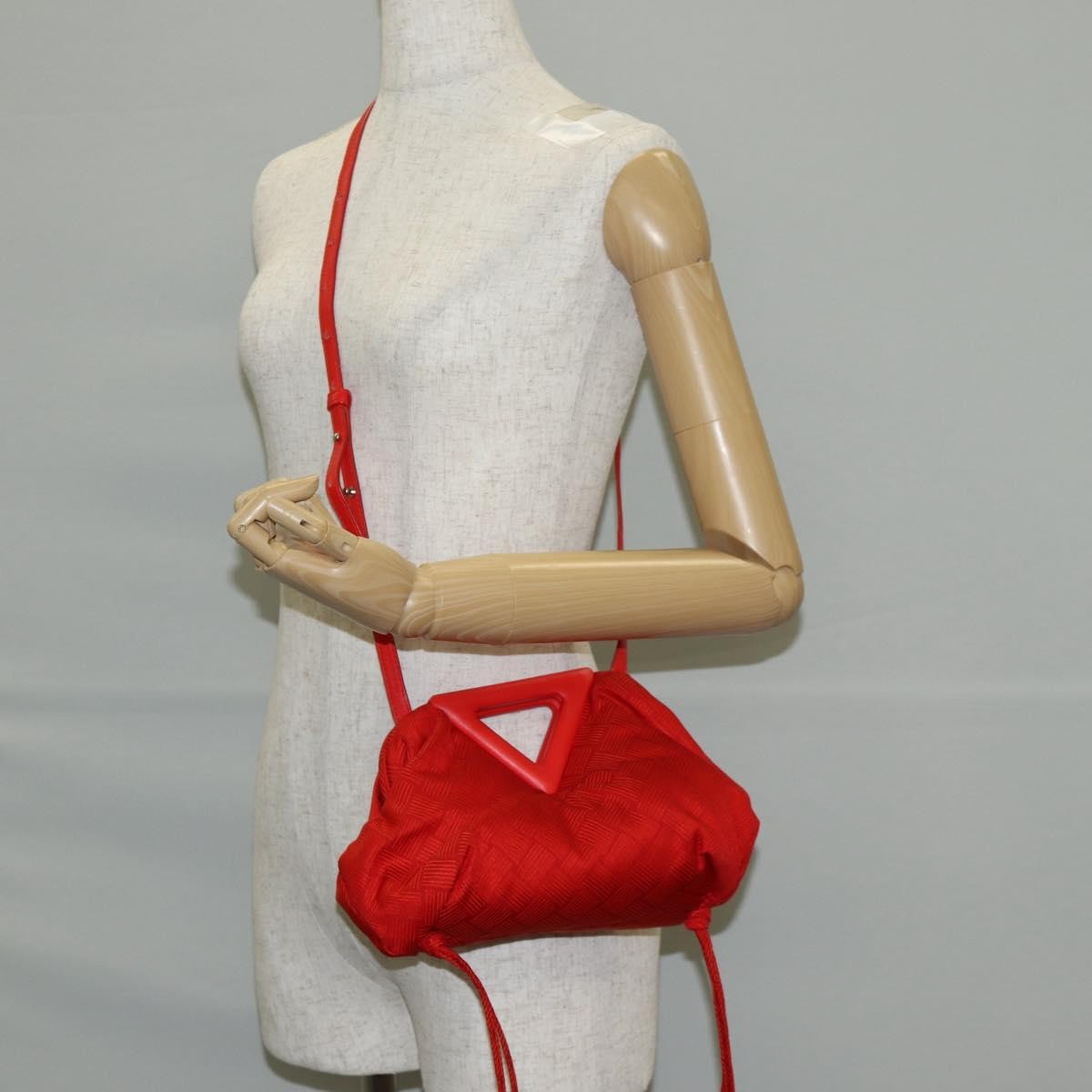Bottega Veneta Point Chunky Knit Fabric Red Nylon Shoulder Bag Bag (Pre-Owned)