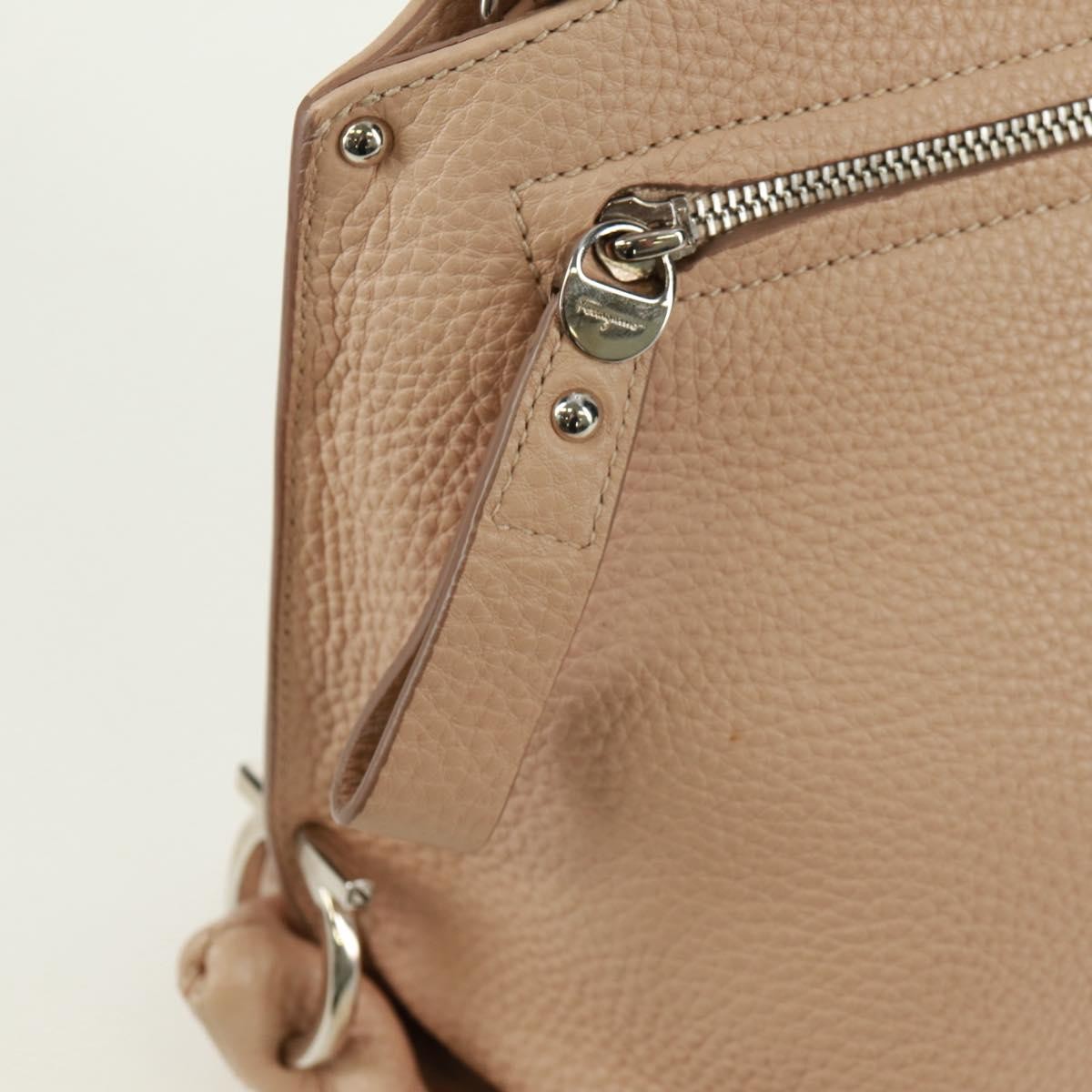 Salvatore Ferragamo Sofia Satchel Grainy Leather Beige Leather Handbag (Pre-Owned)