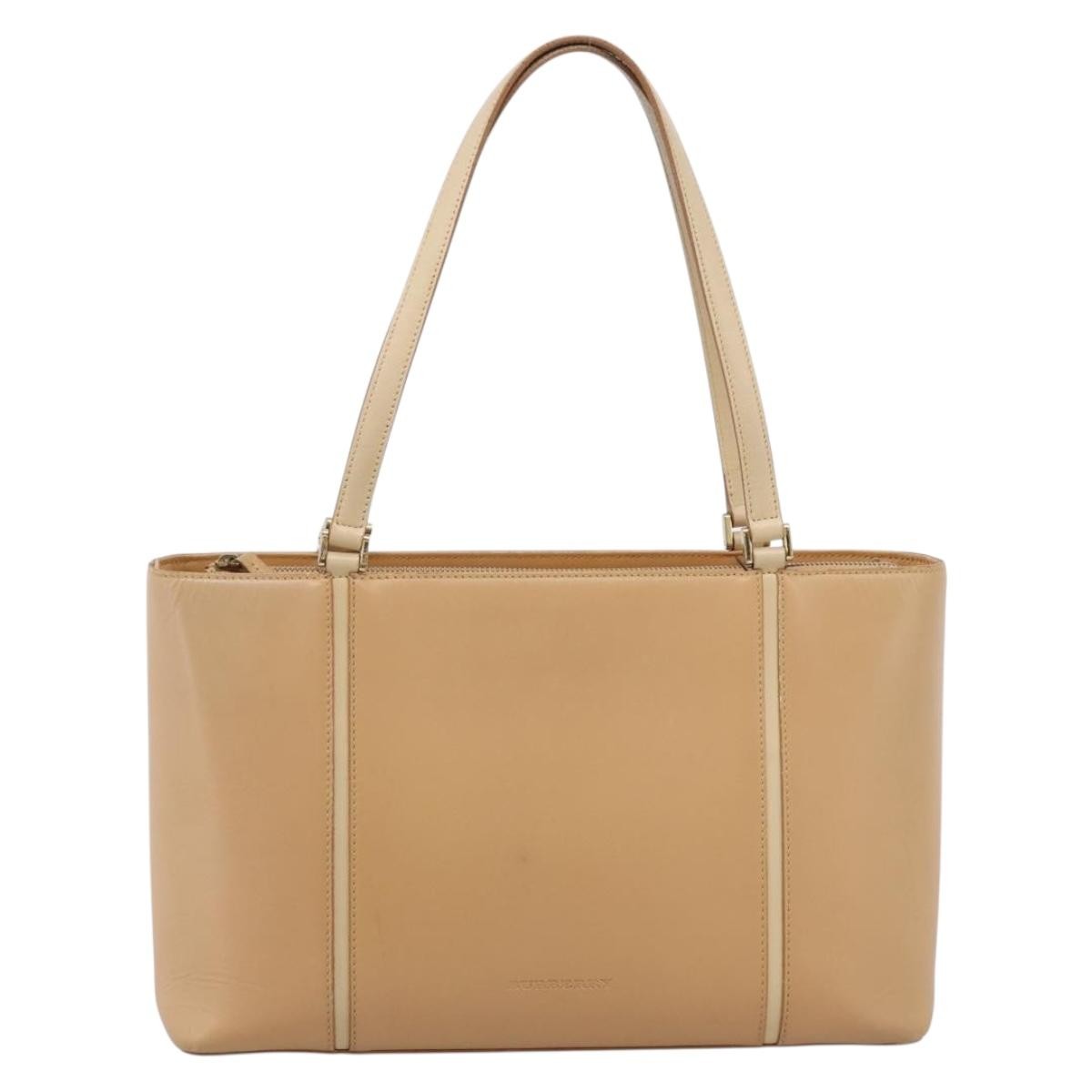 Burberry Handbag Leather Beige Leather Handbag (Pre-Owned)