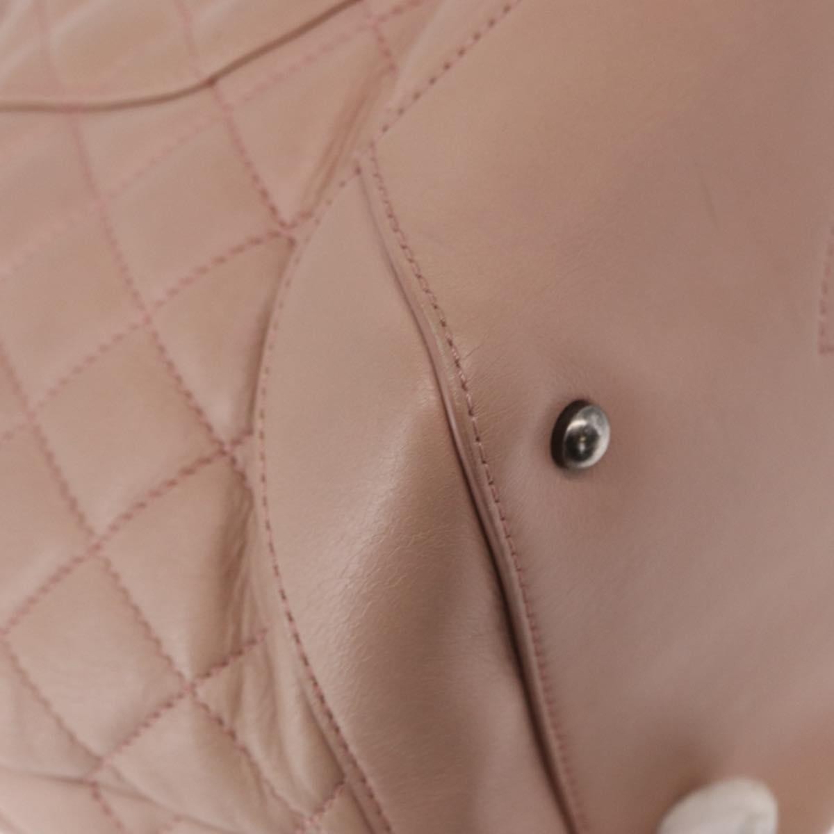 Chanel Easy Shopping Quilted Calfskin Pink Leather Tote Bag Bag (Pre-Owned)