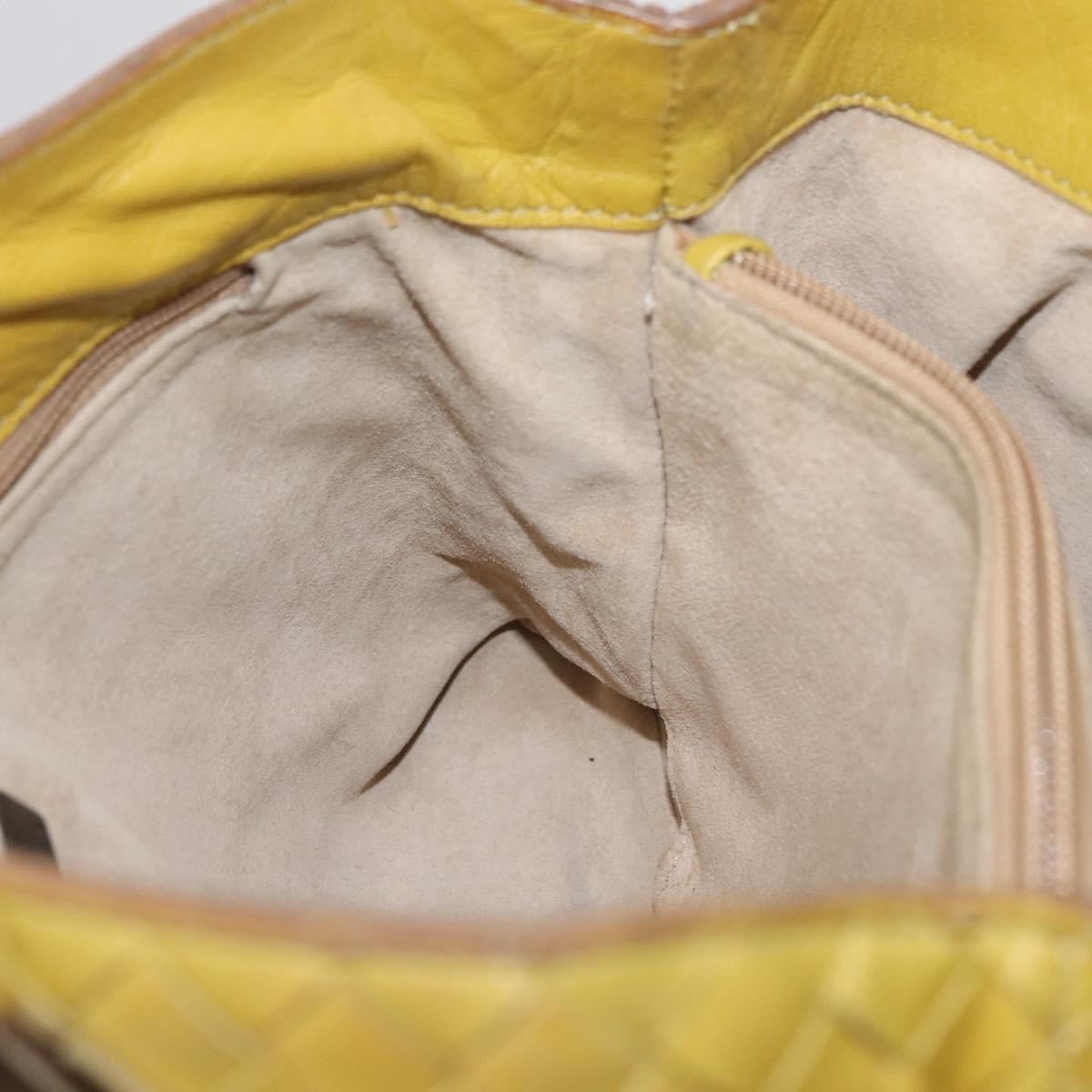 Bottega Veneta Belted Intrecciato Nappa Yellow Leather Tote Bag Bag (Pre-Owned)