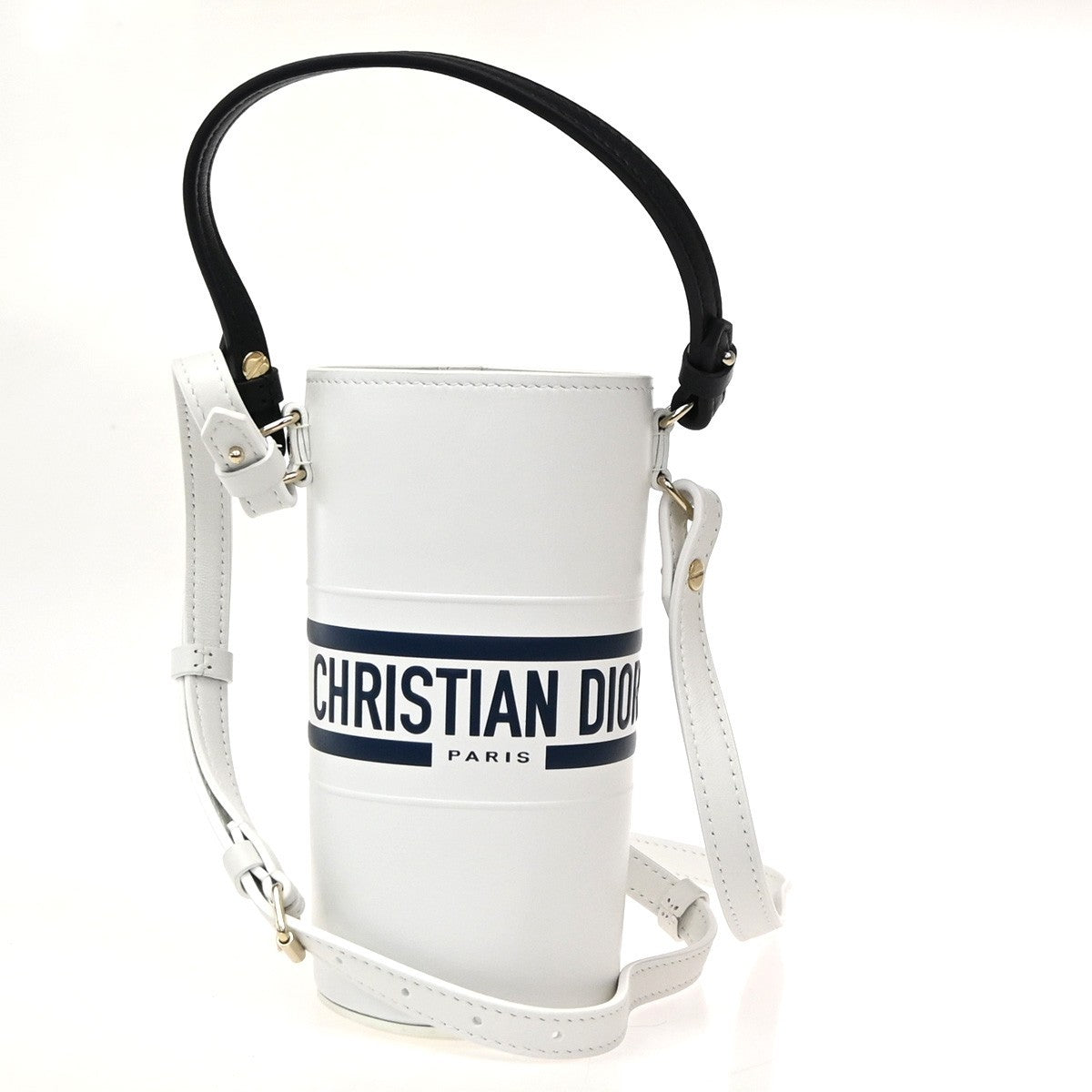 Christian Dior Vibe Bottle Holder Printed Leather White Leather Shoulder Bag Bag (Pre-Owned)