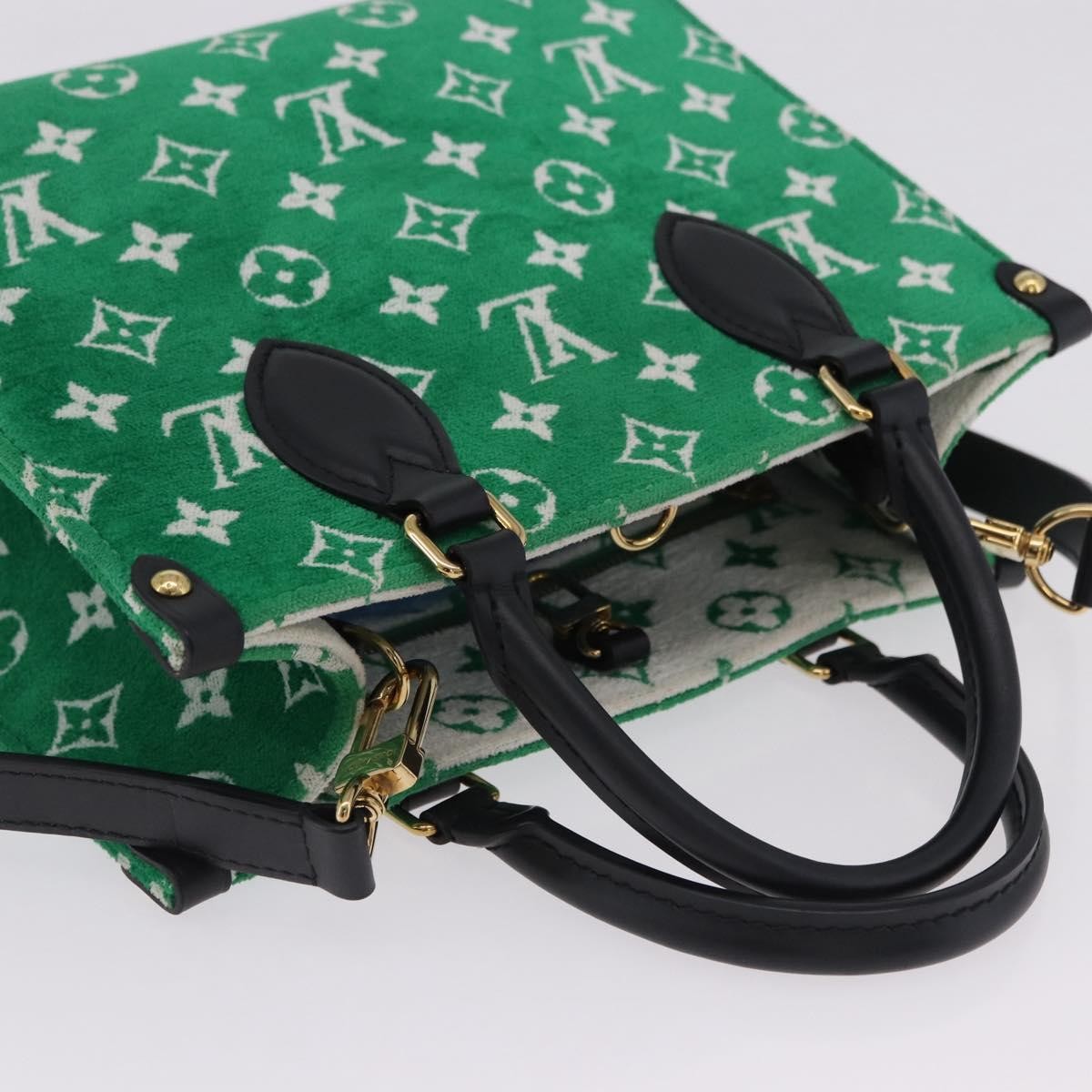 Louis Vuitton Onthego Lv Match Monogram Jacquard Velvet Green Canvas Tote Bag Bag (Pre-Owned)