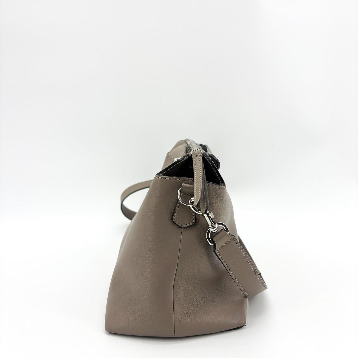 Fendi By The Way Satchel Calfskin Beige Leather Handbag (Pre-Owned)