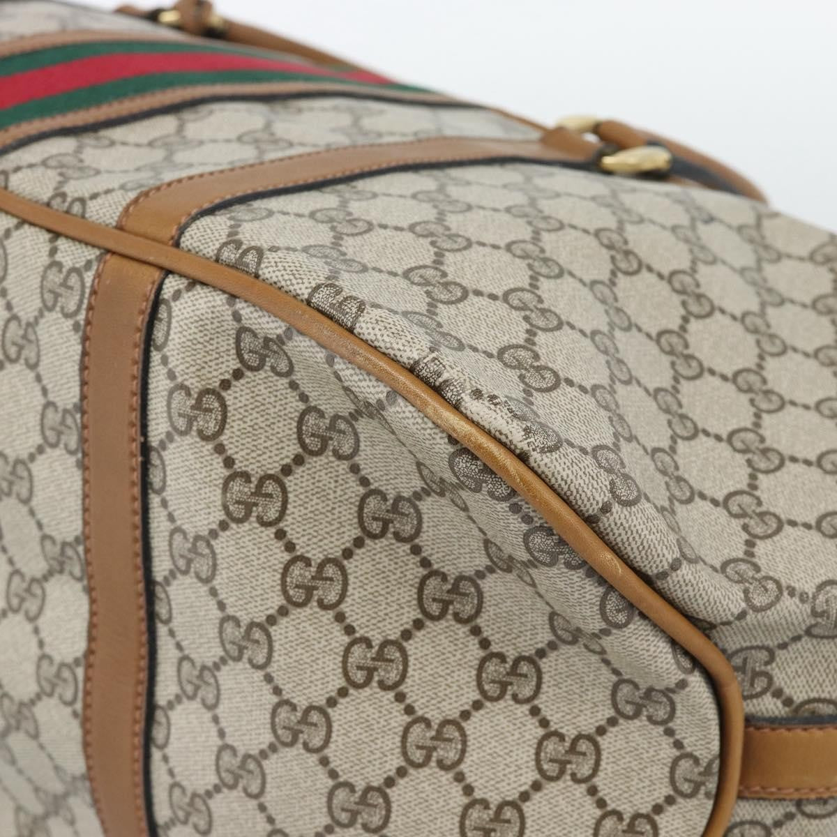 Gucci Zip Boston Gg Canvas And Leather Beige Pvc Handbag (Pre-Owned)