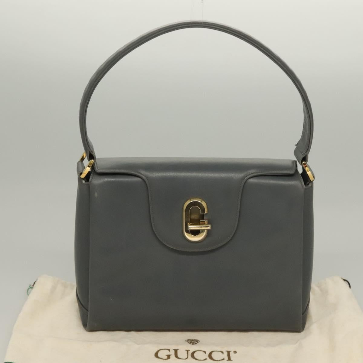 Gucci 1973 Top Handle Leather Gray Leather Handbag (Pre-Owned)