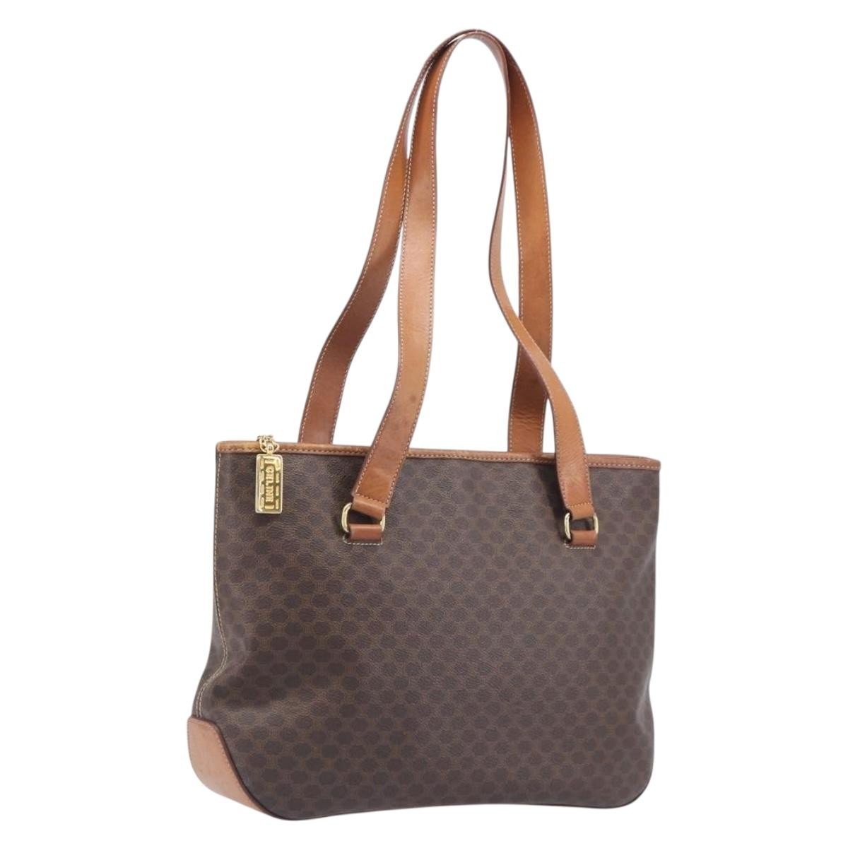 Celine Macadam Shoulder Leather Brown Canvas Crossbody Bag Bag (Pre-Owned)