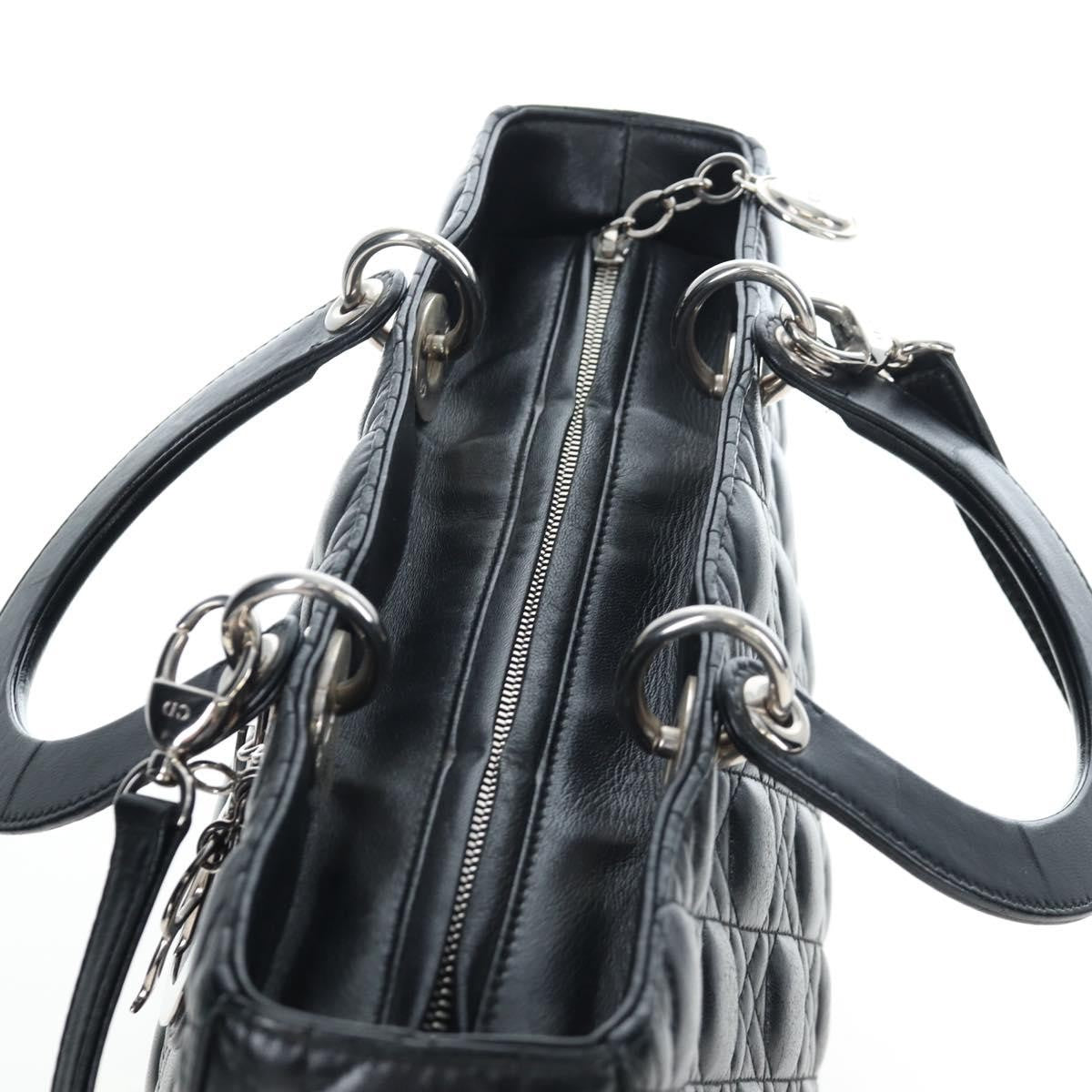 Christian Dior Lady Dior Lambskin Black Leather Handbag (Pre-Owned)