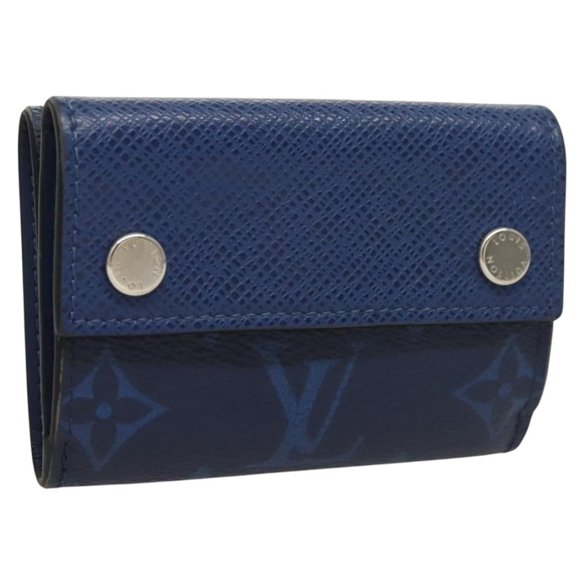 Louis Vuitton Discovery Monogram Taigarama Blue Leather Wallets Accessory (Pre-Owned)