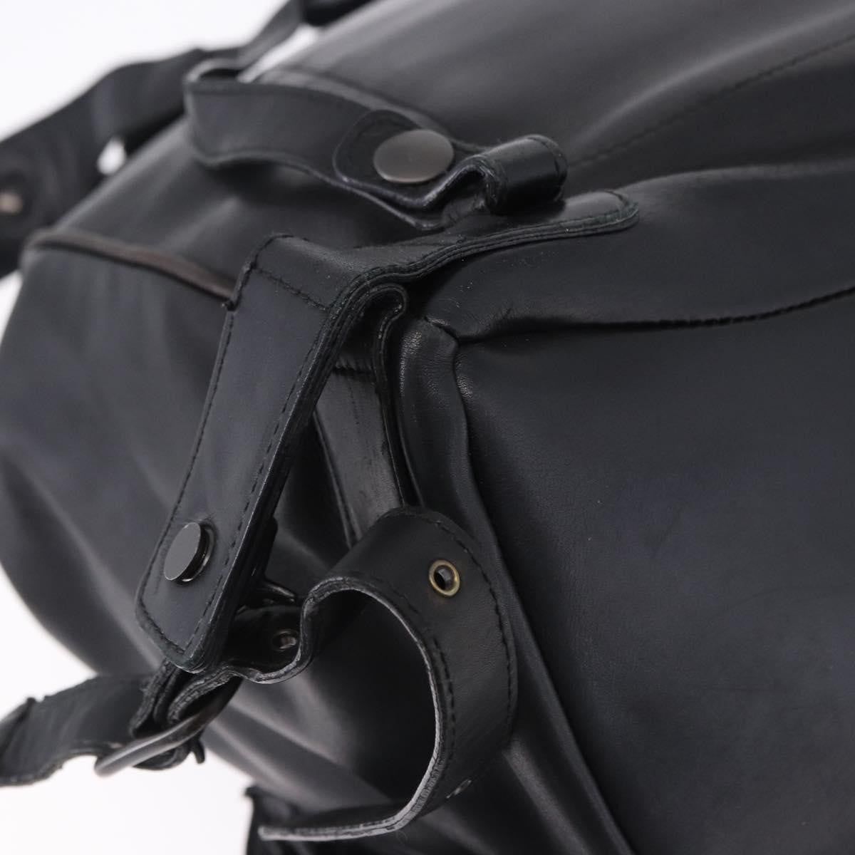 Bottega Veneta Intrecciato Leather Black Leather Backpack Bag (Pre-Owned)