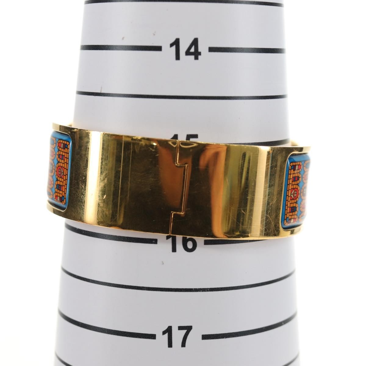 Hermes Loquet Bangle Metal And Printed Enamel Gold Metal Bracelet Jewelry (Pre-Owned)