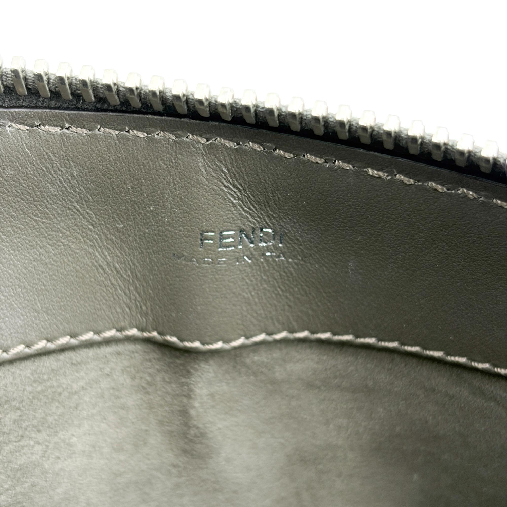 Fendi Dotcom Convertible Satchel Leather Gray Leather Handbag (Pre-Owned)