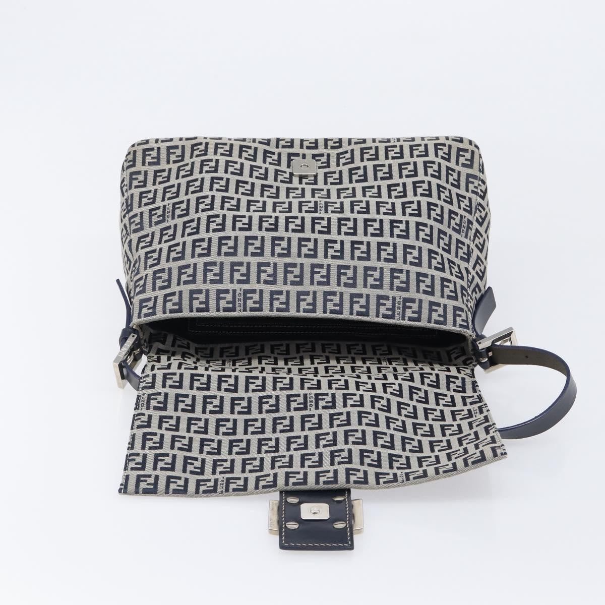 Fendi Zucchino Canvas Mamma Baguette Canvas Navy Canvas Shoulder Bag Bag (Pre-Owned)