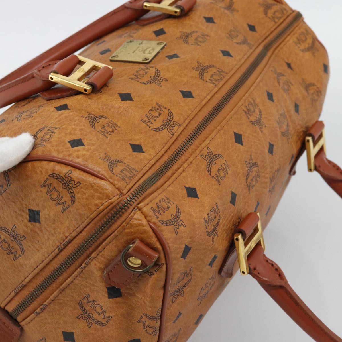 MCM Visetos Logogramme Leather Brown Leather Handbag (Pre-Owned)