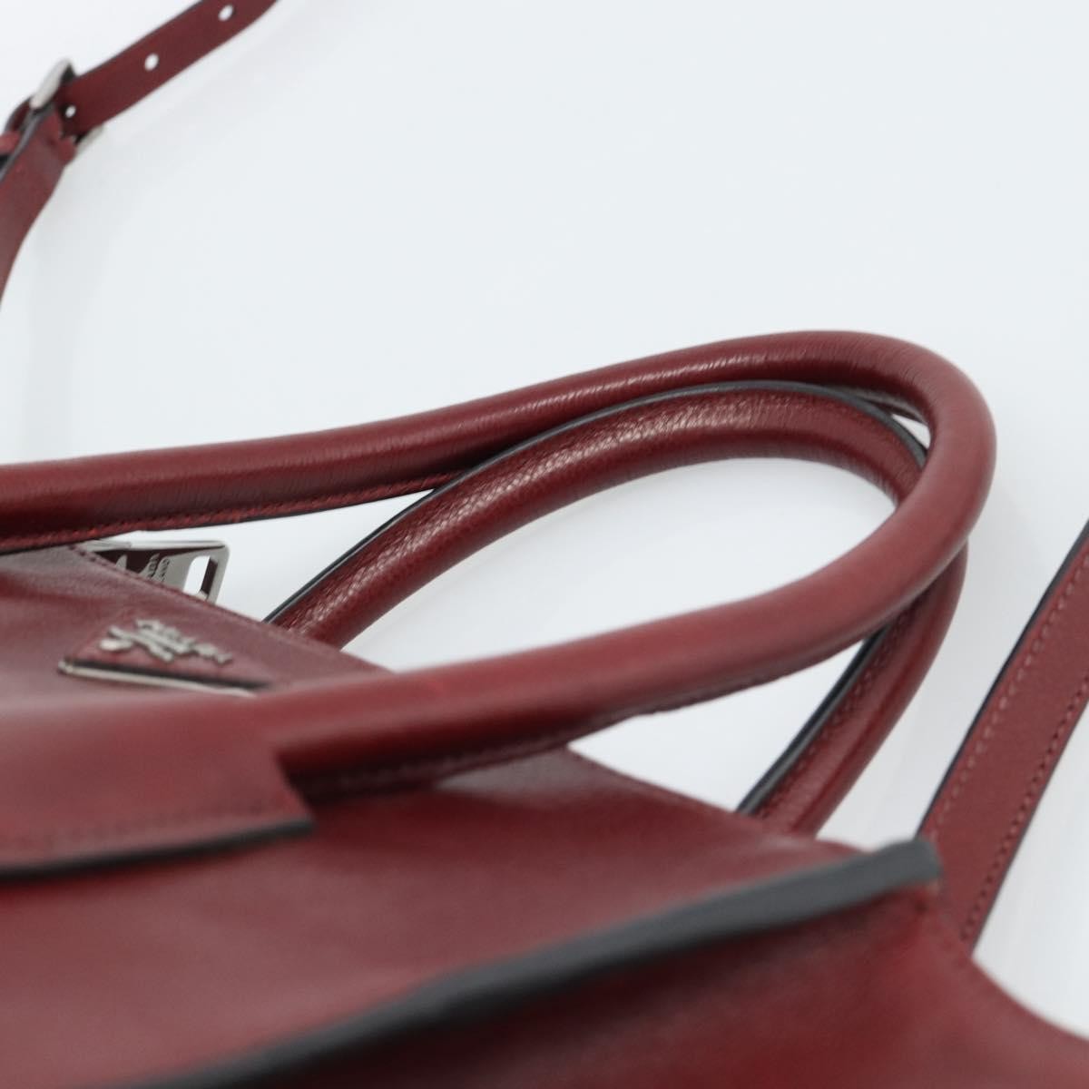 Prada Double Zip Lux Saffiano Leather Red Leather Tote Bag Bag (Pre-Owned)