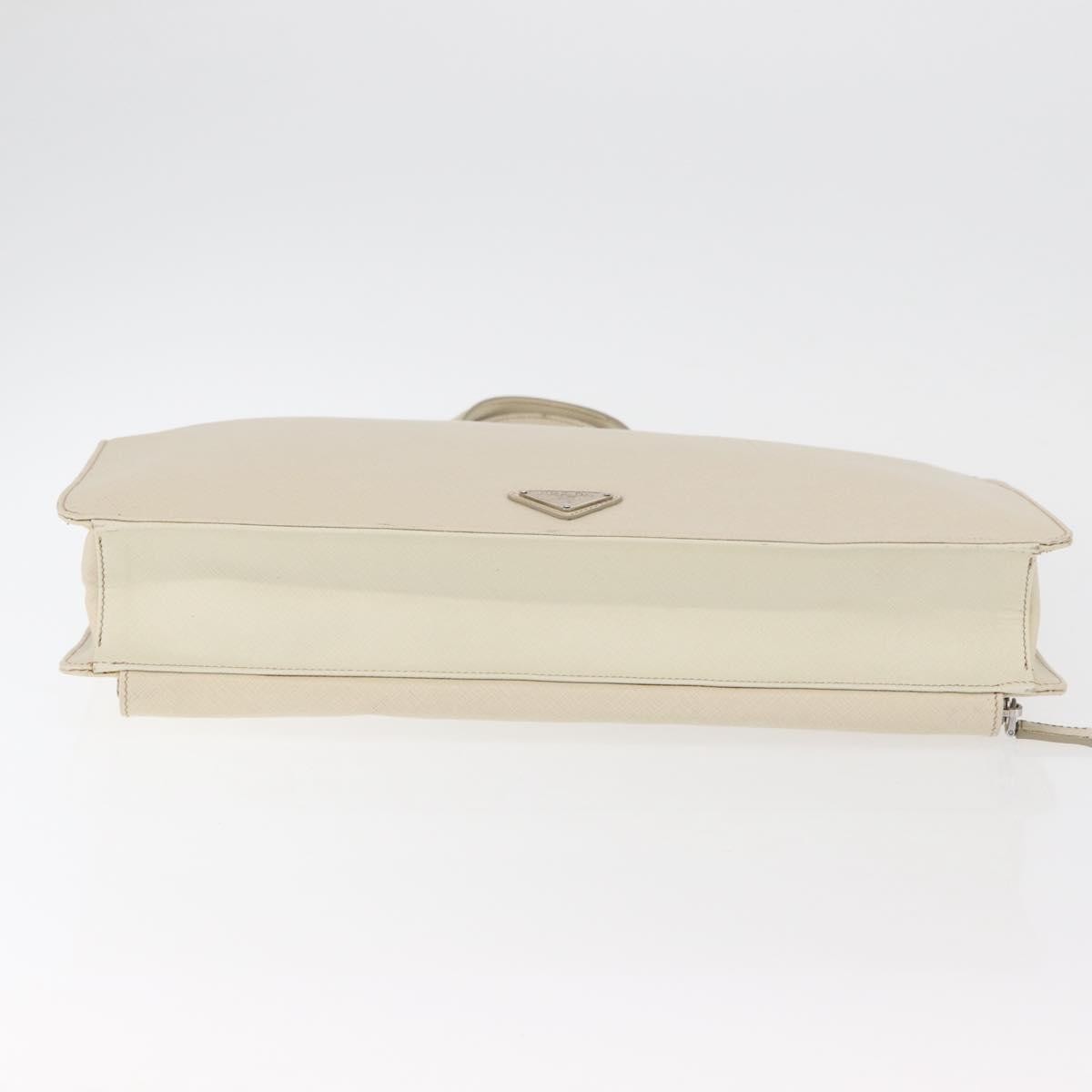 Prada Convertible Travel Saffiano Leather Beige Leather Briefcase Bag (Pre-Owned)