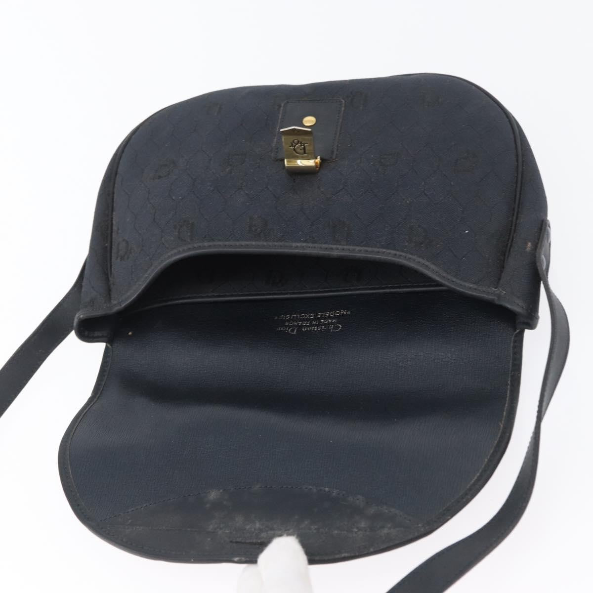 Christian Dior Vintage Honeycomb Flap Canvas And Leather Black Canvas Shoulder Bag Bag (Pre-Owned)