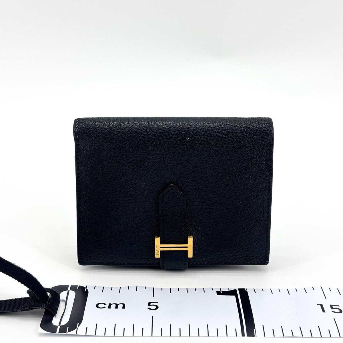 Hermes Bearn Epsom Black Leather Wallets Accessory (Pre-Owned)