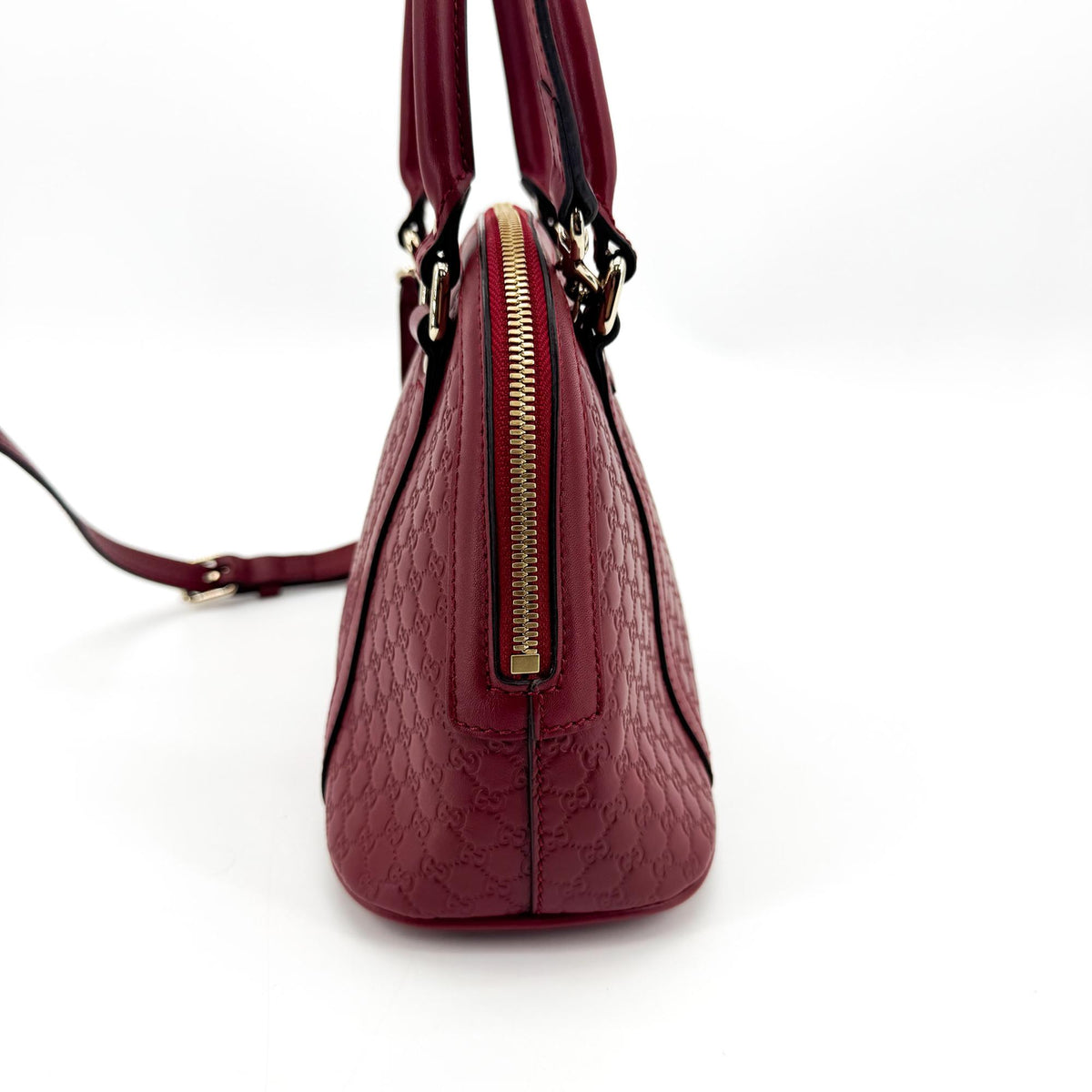 Gucci Convertible Dome Satchel Guccissima Leather Burgundy Leather Handbag (Pre-Owned)