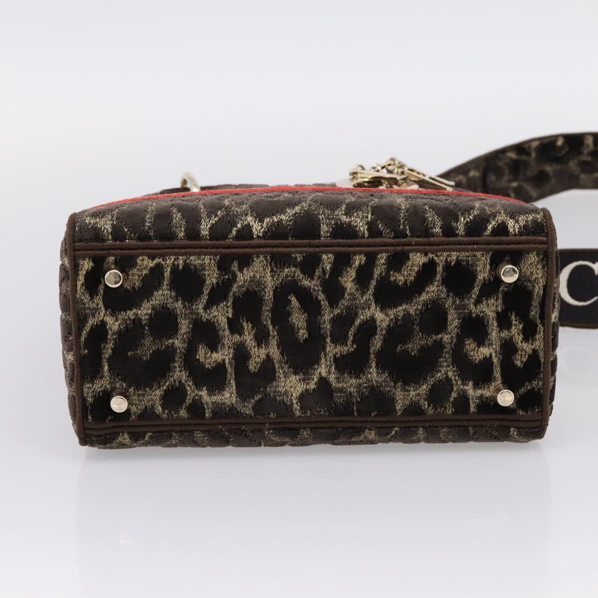 Christian Dior Lady D-Lite Mizza Embroidered Velvet Brown Velvet Handbag (Pre-Owned)