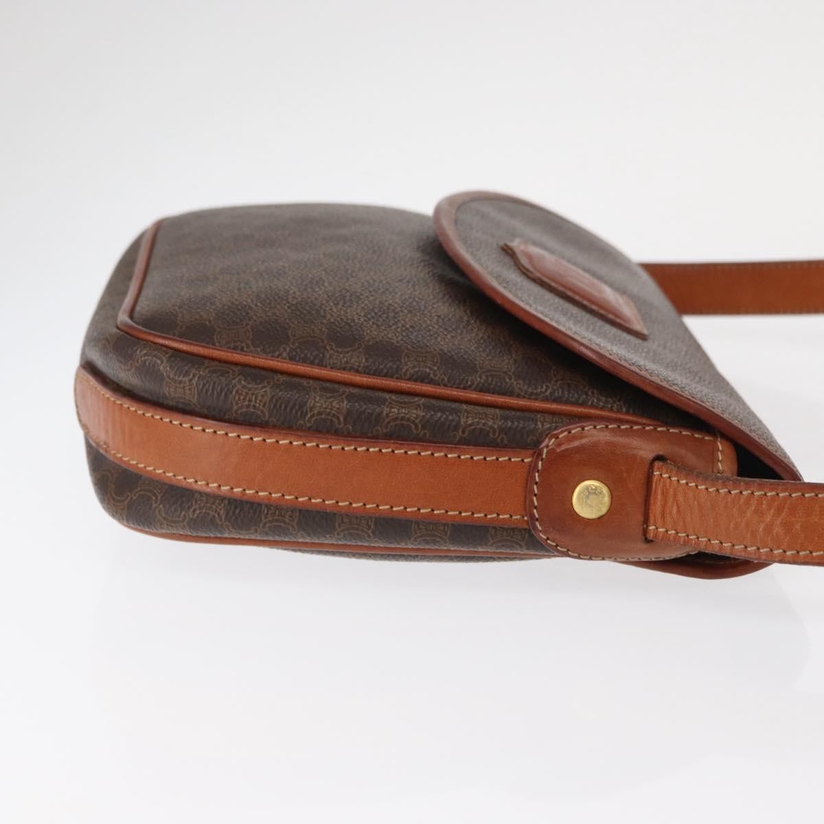 Celine Vintage Macadam Canvas And Leather Brown Canvas Shoulder Bag Bag (Pre-Owned)