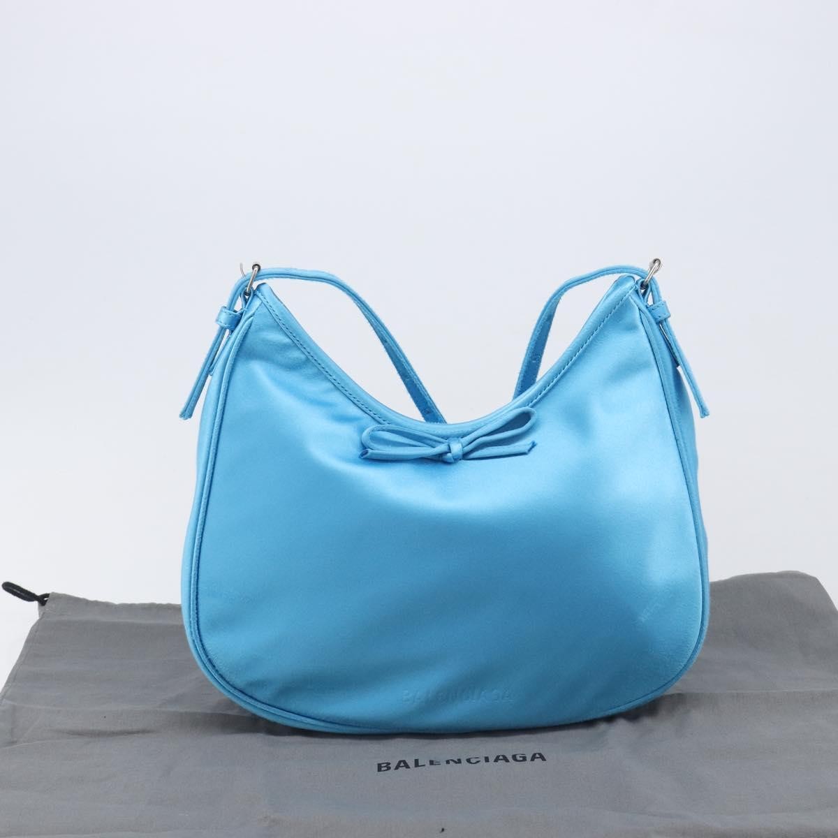 Balenciaga Leopolda Satin Blue Satin Shoulder Bag Bag (Pre-Owned)