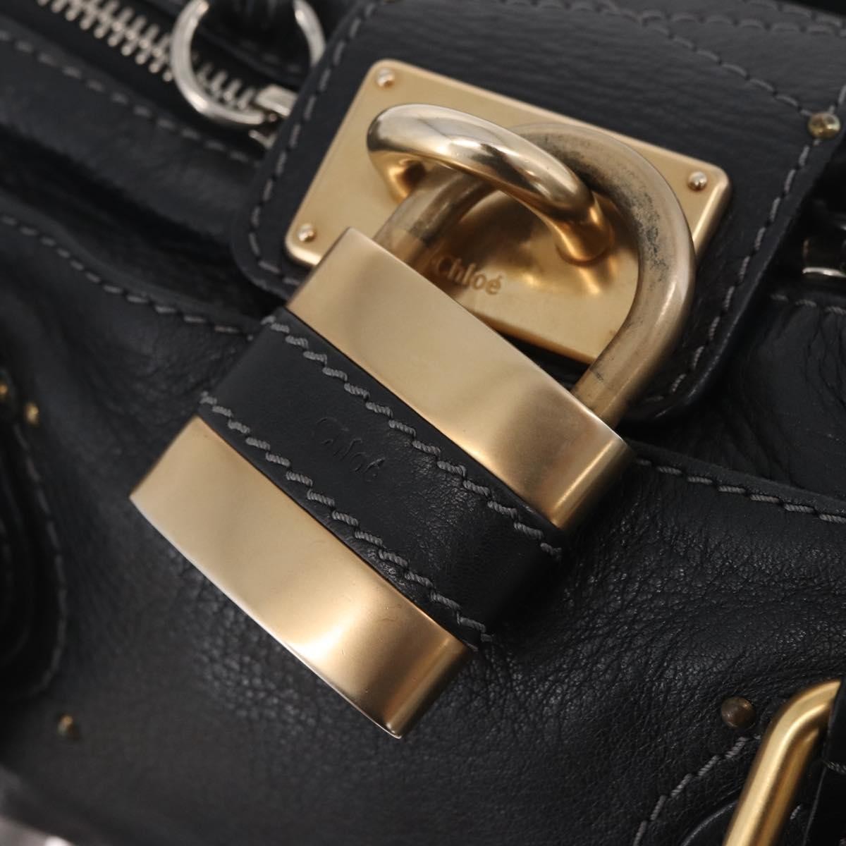 Chloe Paddington Lock Leather Black Leather Handbag (Pre-Owned)