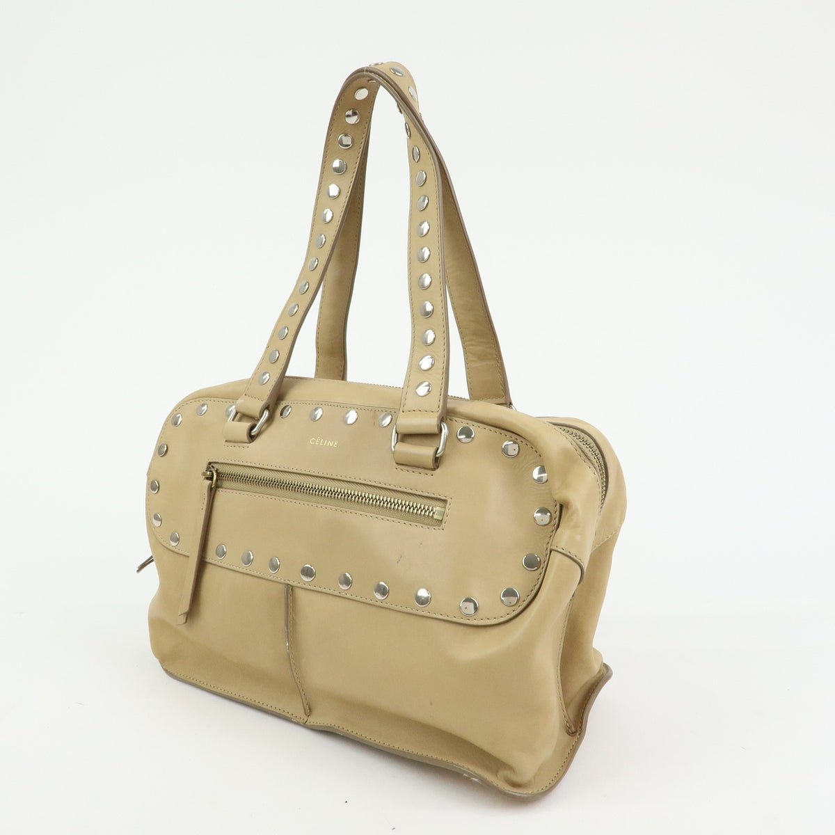 Celine Bowling Leather Beige Leather Handbag (Pre-Owned)