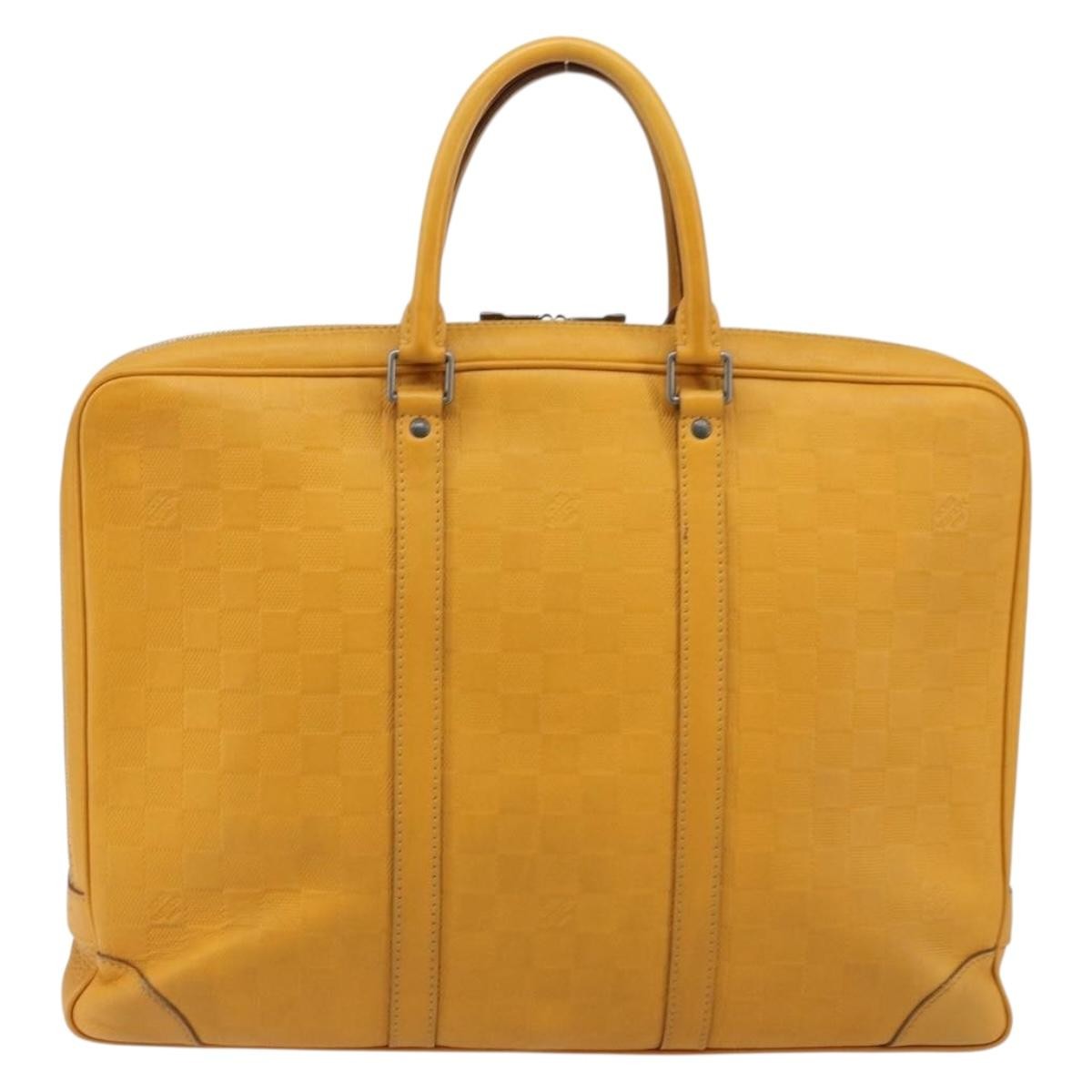 Louis Vuitton Porte-Documents Voyage Damier Infini Leather Yellow Leather Briefcase Bag (Pre-Owned)
