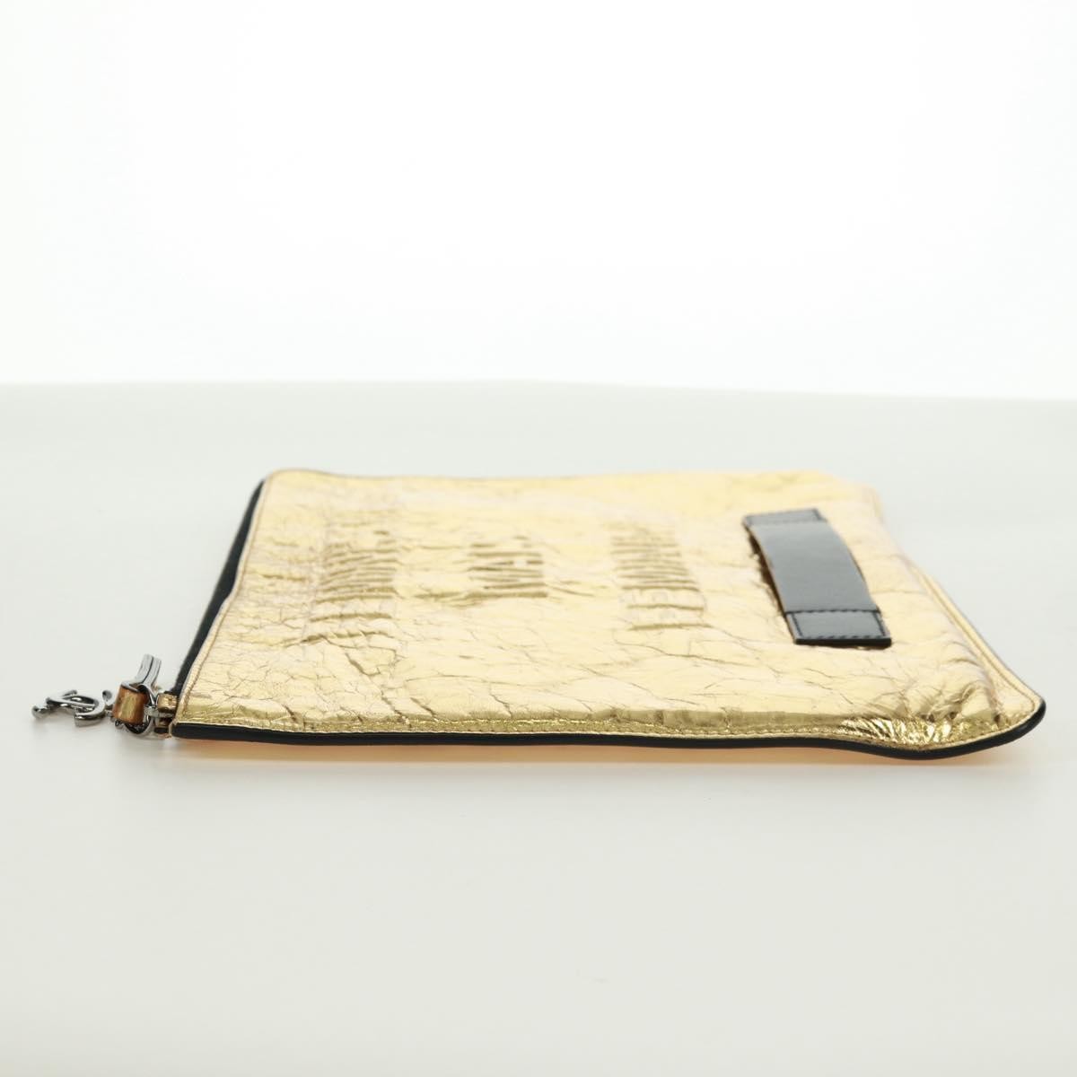 Chanel Feminine Crinkled Leather Gold Leather Clutche & Pouche Bag (Pre-Owned)
