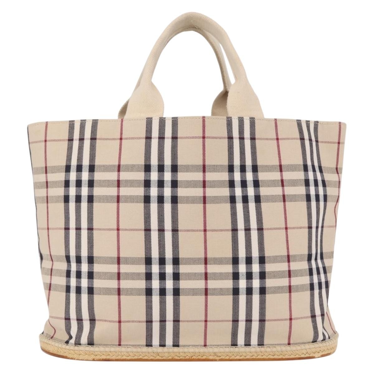 Burberry Nova Check Tote Canvas Check Pattern Beige Canvas Tote Bag Bag (Pre-Owned)