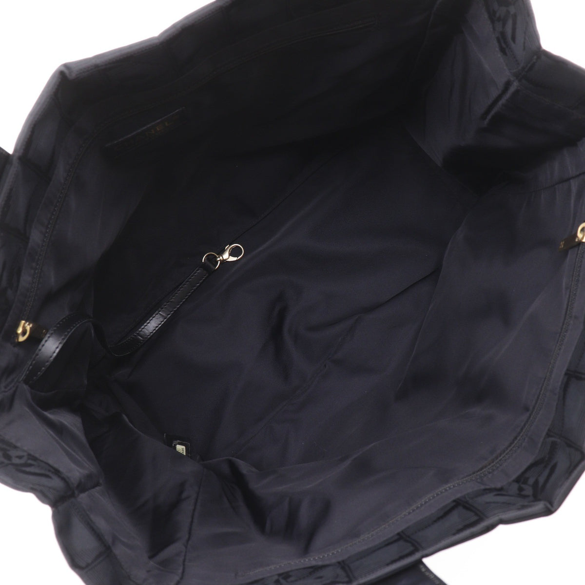 Chanel Travel Line Nylon Black Nylon Tote Bag Bag (Pre-Owned)