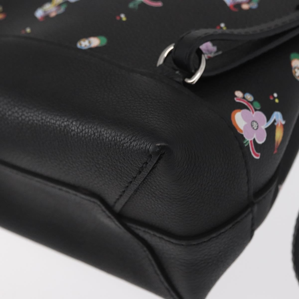 Louis Vuitton Lockme Floral Printed Leather Black Leather Backpack Bag (Pre-Owned)