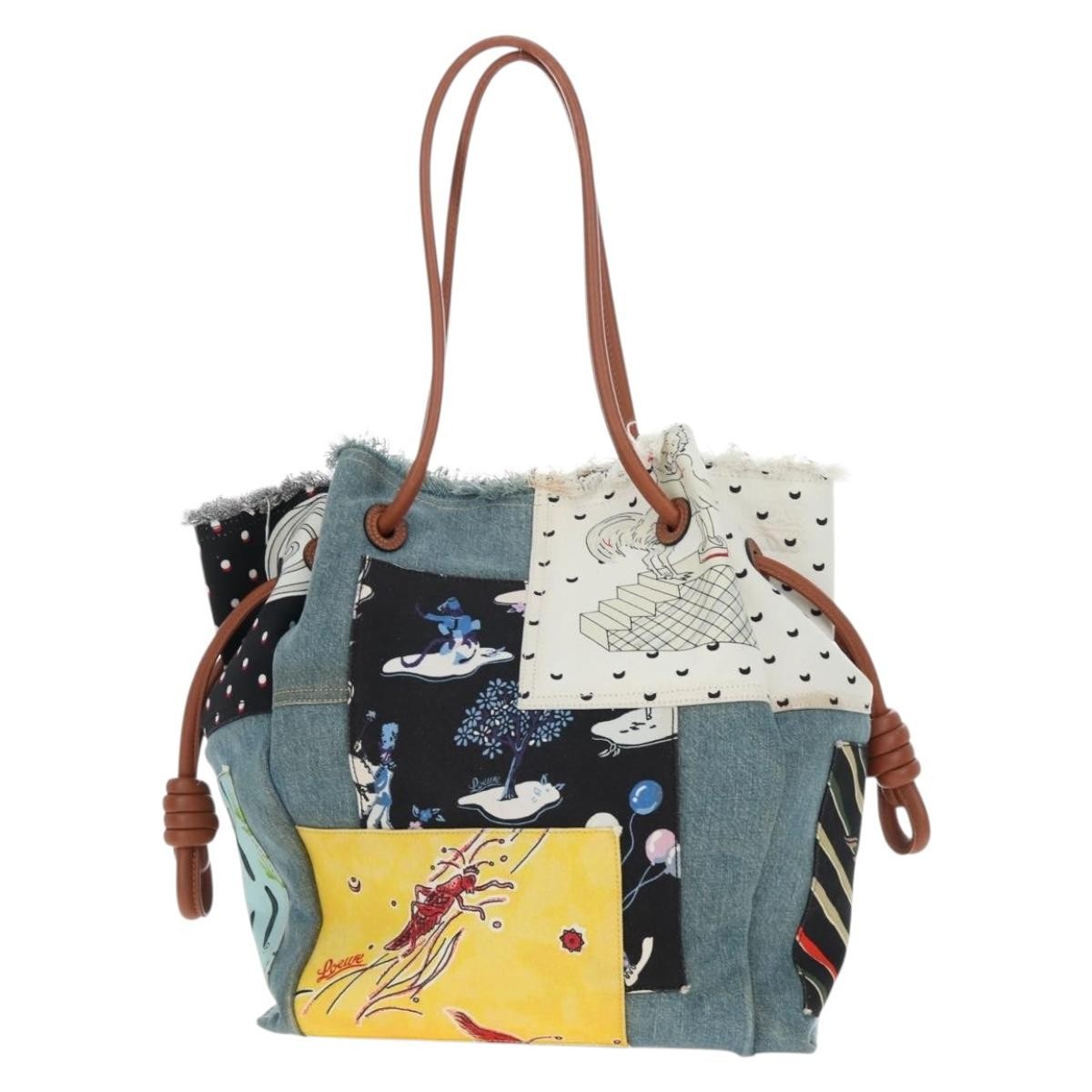 Loewe Paula's Ibiza Flamenco Knot Patchwork Denim And Leather Multicolour Denim_Jeans Tote Bag Bag (Pre-Owned)