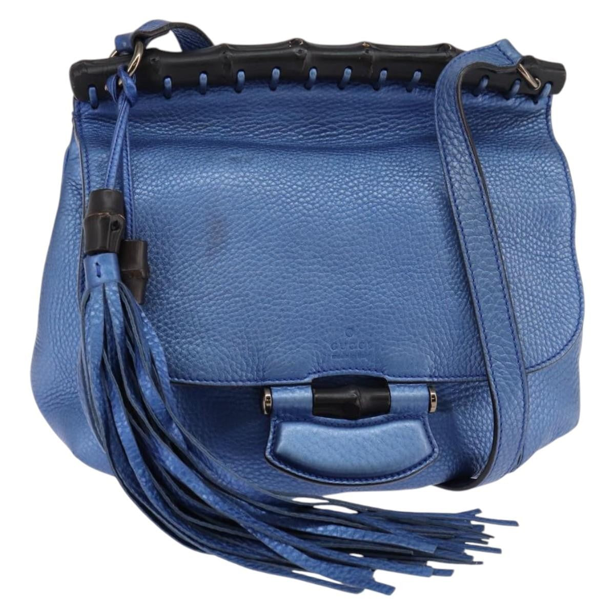 Gucci Nouveau Fringe Leather Blue Leather Shoulder Bag Bag (Pre-Owned)
