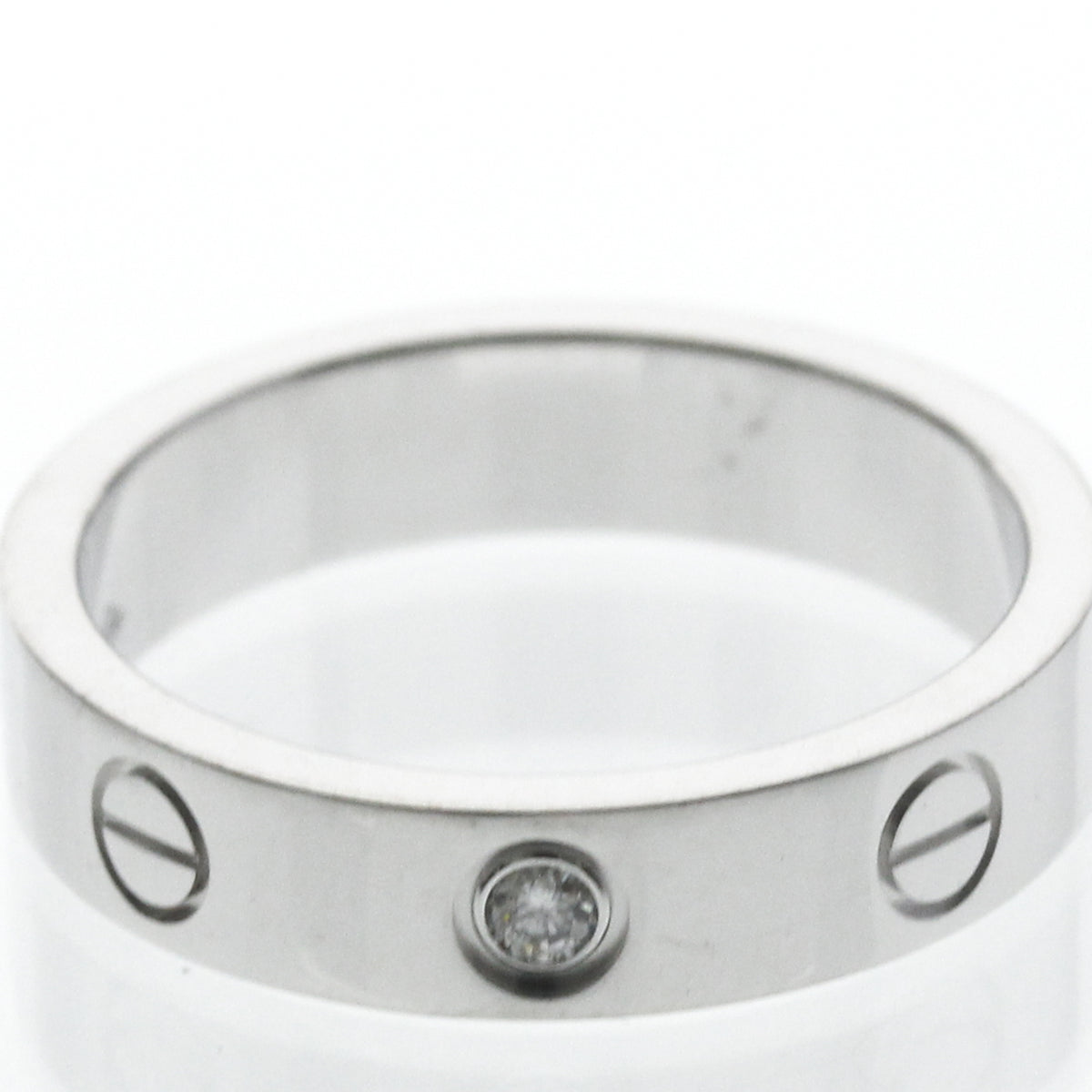 Cartier Love Wedding Band 1 Diamond 18K White Gold With Diamond Silver White_Gold Ring Jewelry (Pre-Owned)