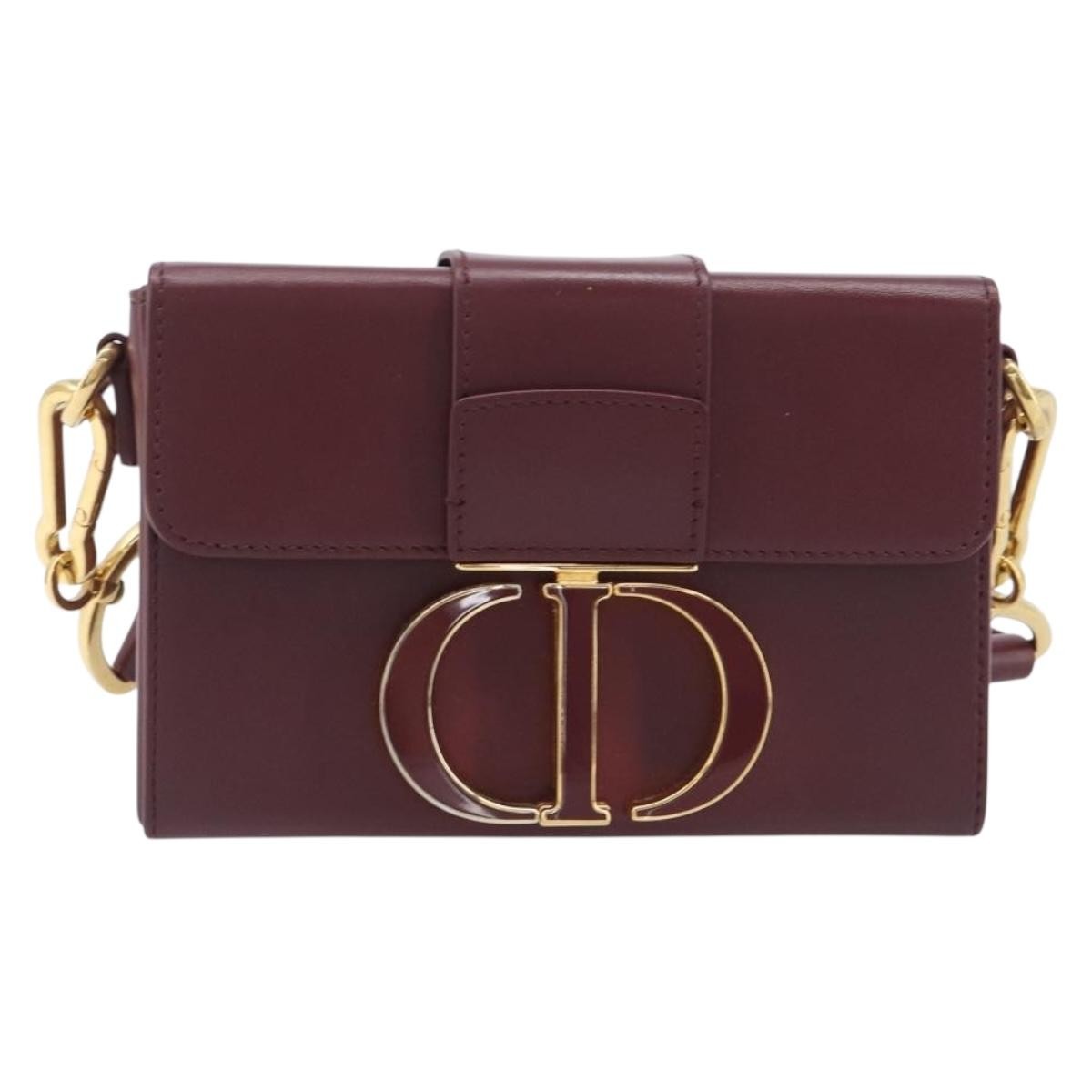 Christian Dior 30 Montaigne Box Leather Burgundy Leather Handbag (Pre-Owned)