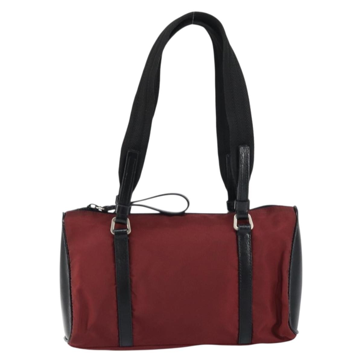 Prada Vintage Zip Tessuto Burgundy Nylon Handbag (Pre-Owned)