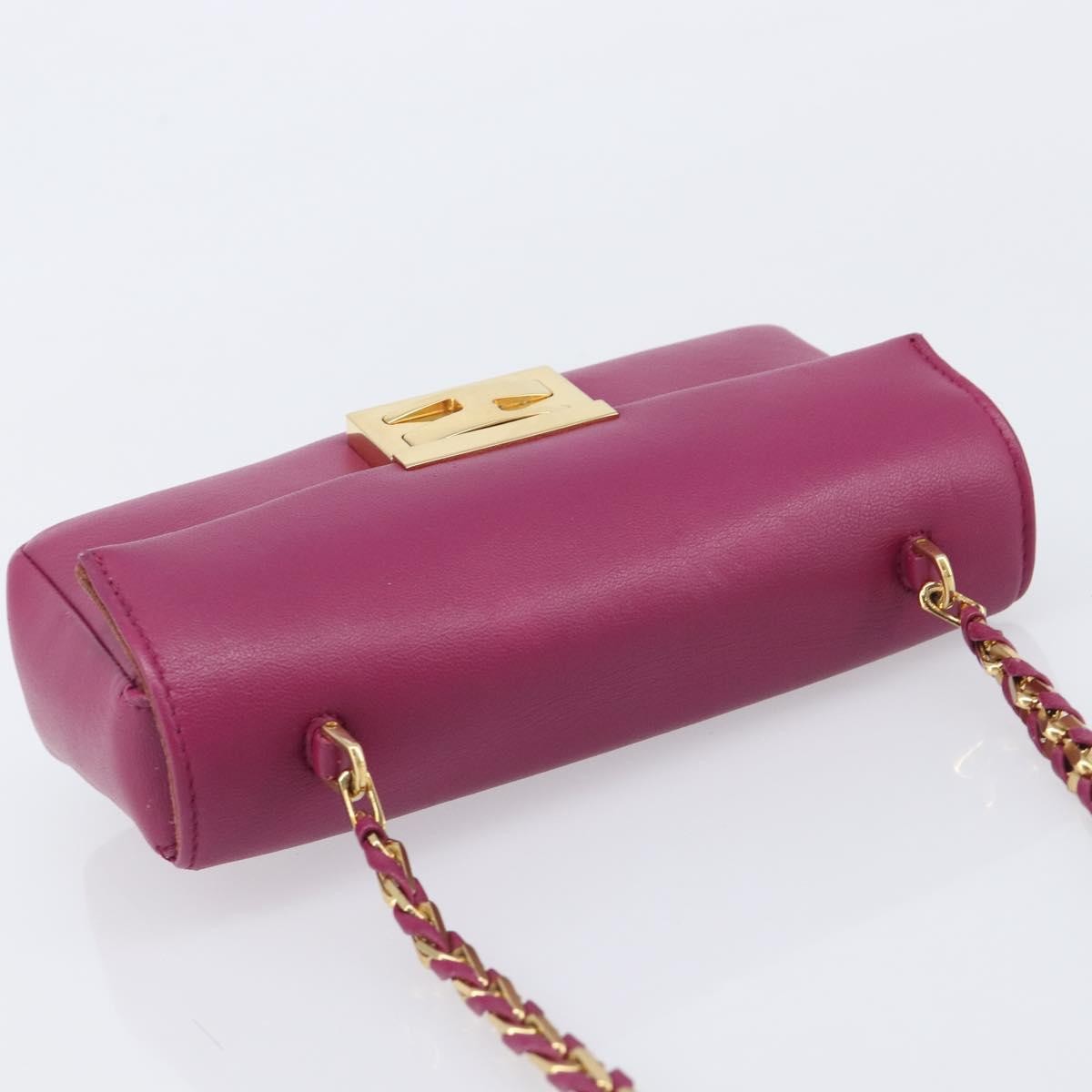Fendi Be Baguette Flap Leather Pink Leather Handbag (Pre-Owned)