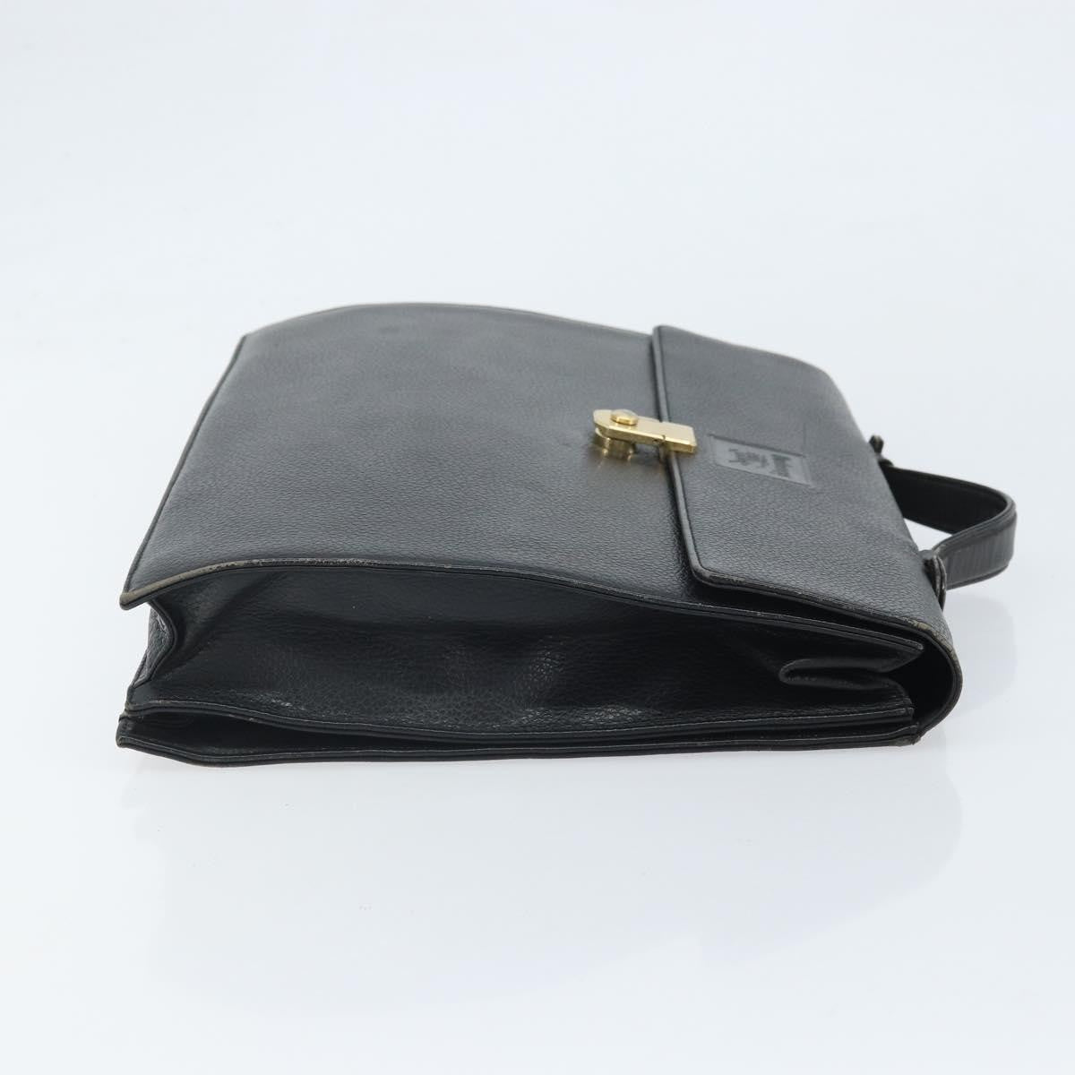 Burberry Vintage Vintage Check Coated Canvas Black Leather Handbag (Pre-Owned)