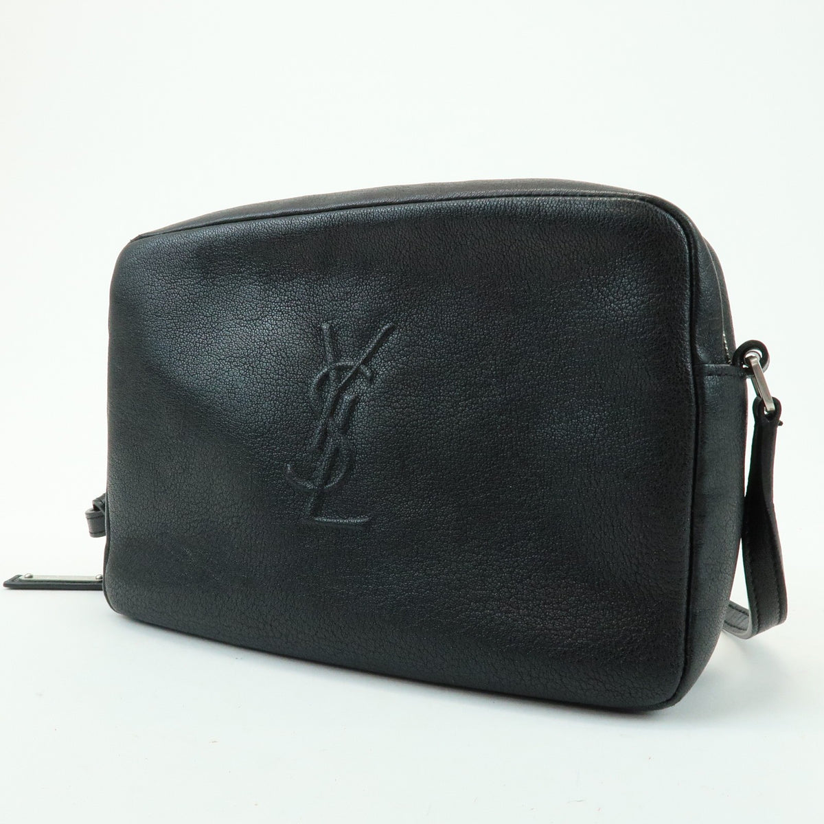 Saint Laurent Lou Camera Leather Black Leather Handbag (Pre-Owned)