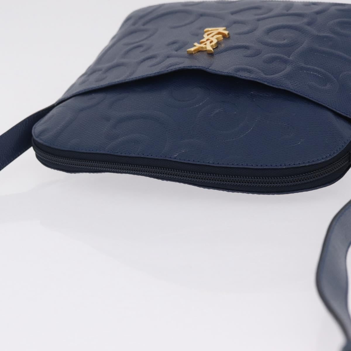 Saint Laurent Overseas Leather Navy Leather Tote Bag Bag (Pre-Owned)