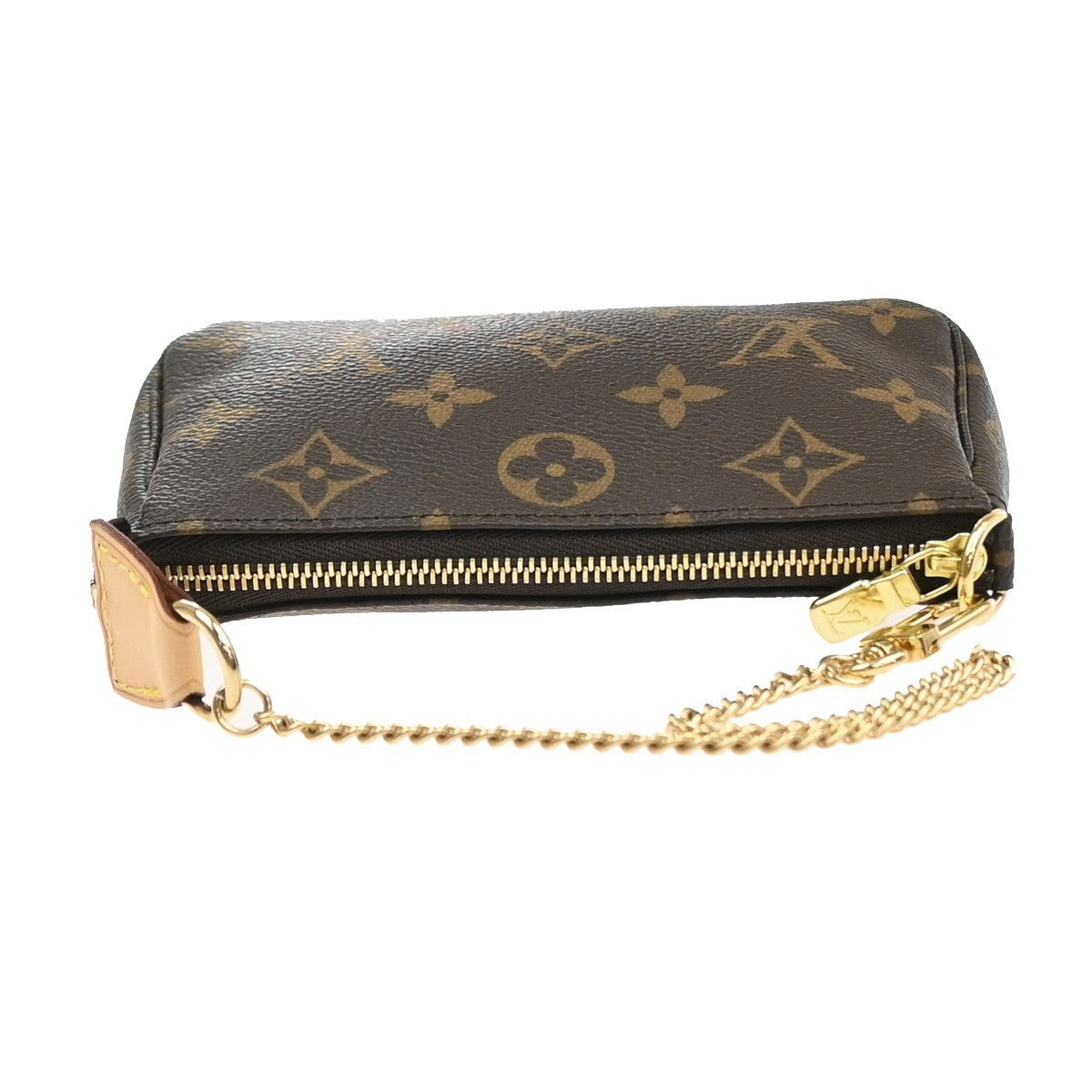 Louis Vuitton Mini Pochette Accessoires Canvas Brown Leather Clutche & Pouche Bag (Pre-Owned)