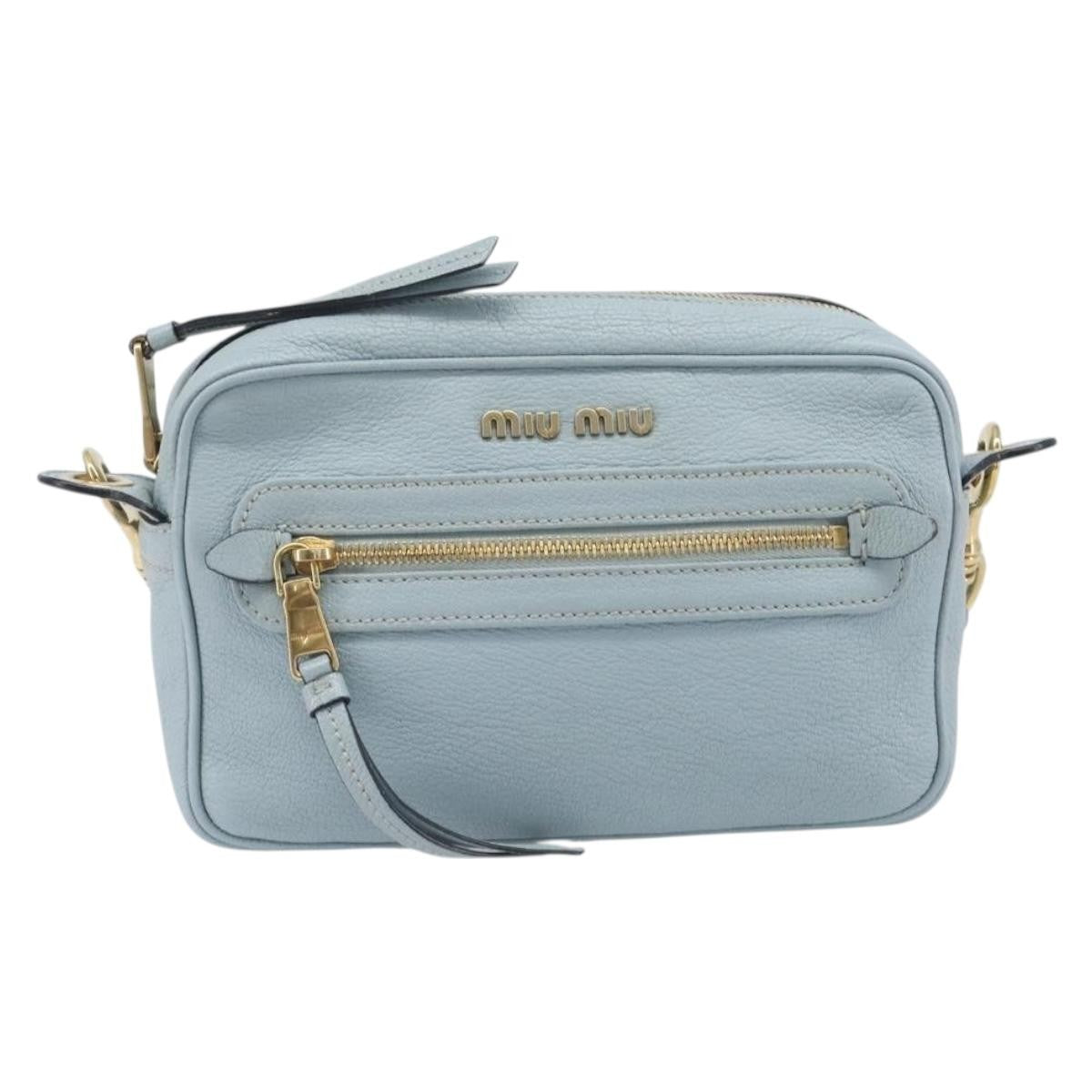 Miu Miu Madras Zip Pocket Leather Blue Leather Crossbody Bag Bag (Pre-Owned)