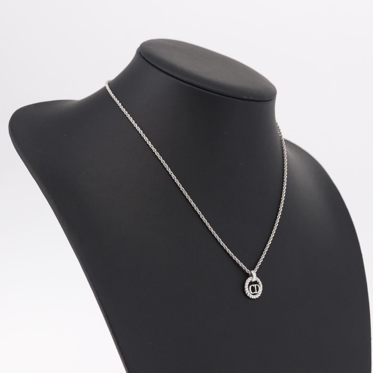 Christian Dior Vintage Circle Pendant Metal Silver Metal Necklace Jewelry (Pre-Owned)