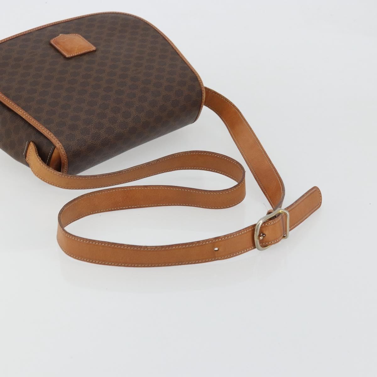 Celine Vintage Macadam Canvas And Leather Brown Canvas Shoulder Bag Bag (Pre-Owned)