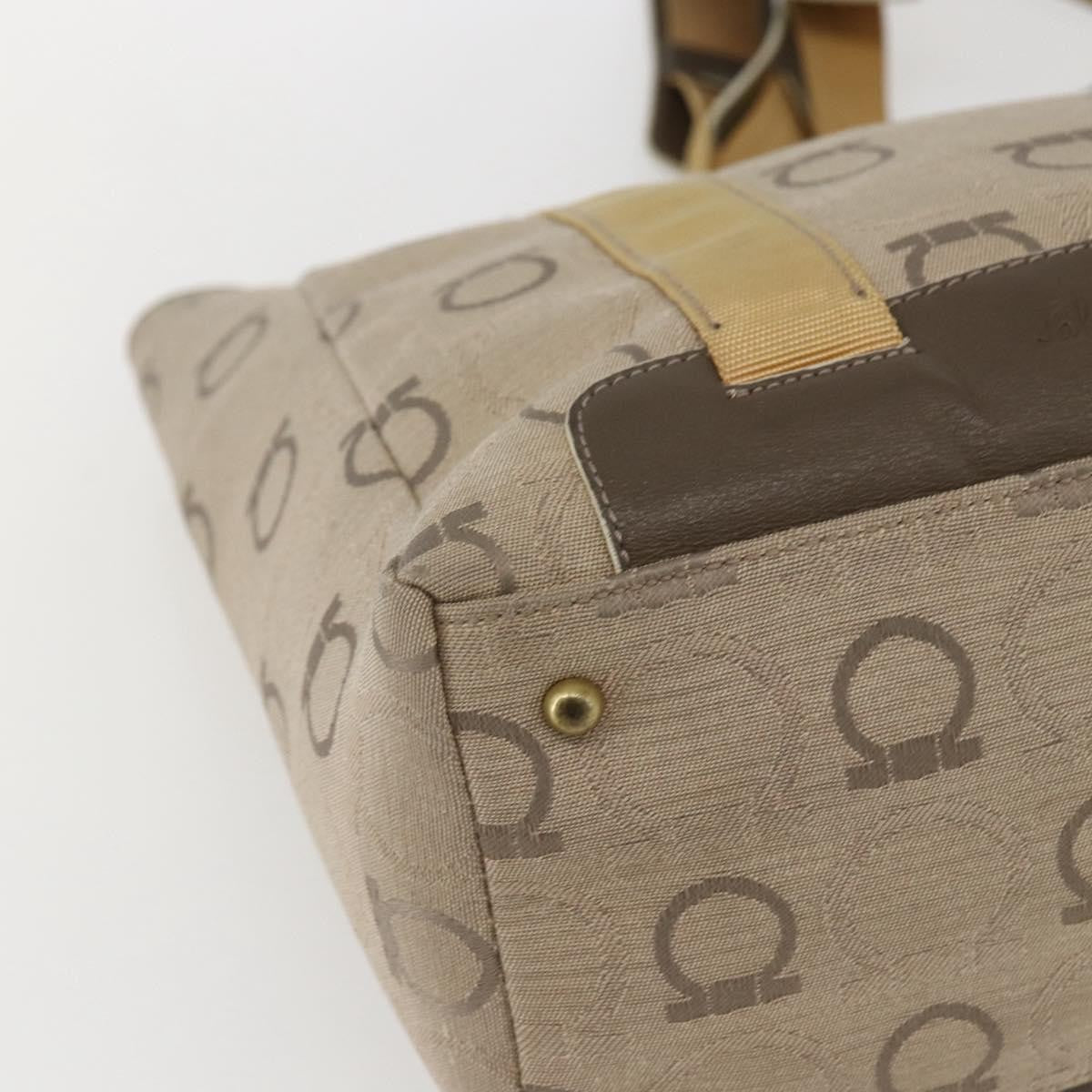 Salvatore Ferragamo Gancini Canvas Beige Canvas Handbag (Pre-Owned)