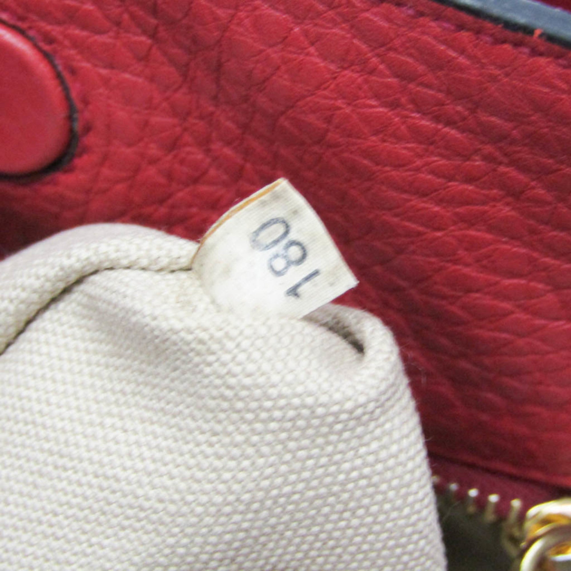 Prada Vintage Tote Leather Red Leather Tote Bag Bag (Pre-Owned)